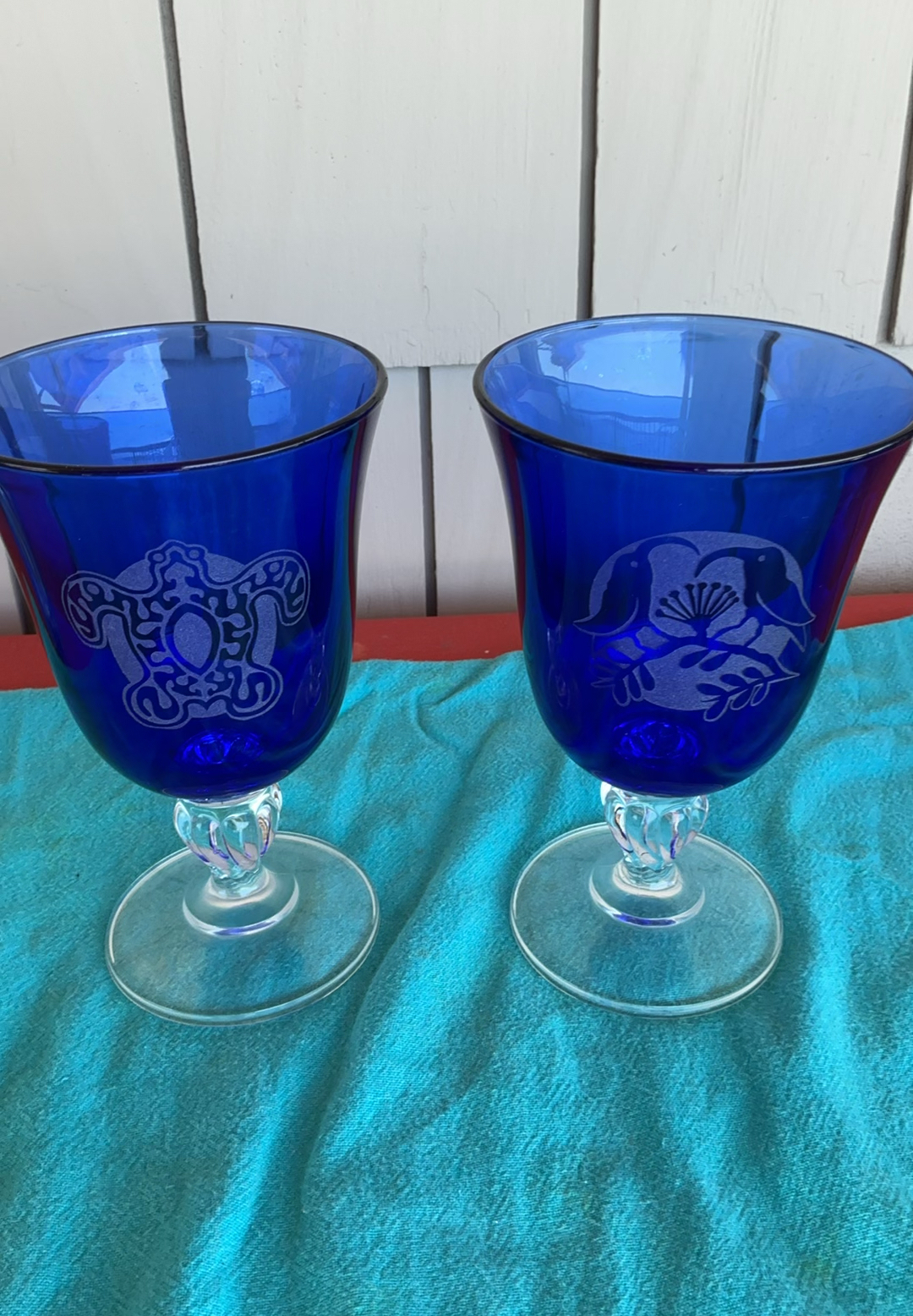 Large Ceramic Bowl, Cobalt Glassware, Pewter Serving Spoons - image 6 of 8
