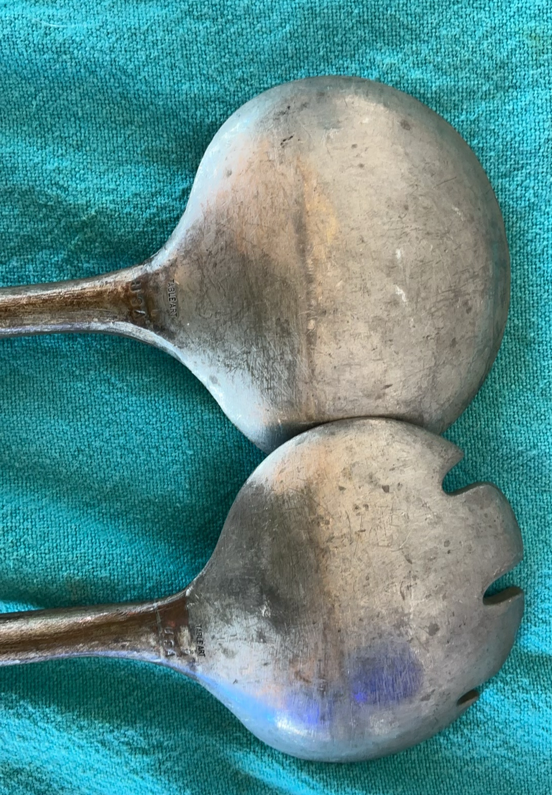 Large Ceramic Bowl, Cobalt Glassware, Pewter Serving Spoons - image 5 of 8