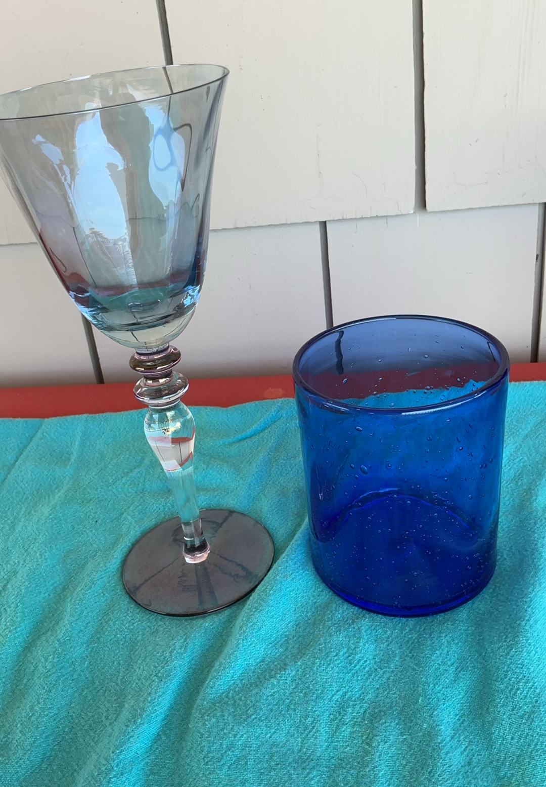 Large Ceramic Bowl, Cobalt Glassware, Pewter Serving Spoons - image 8 of 8