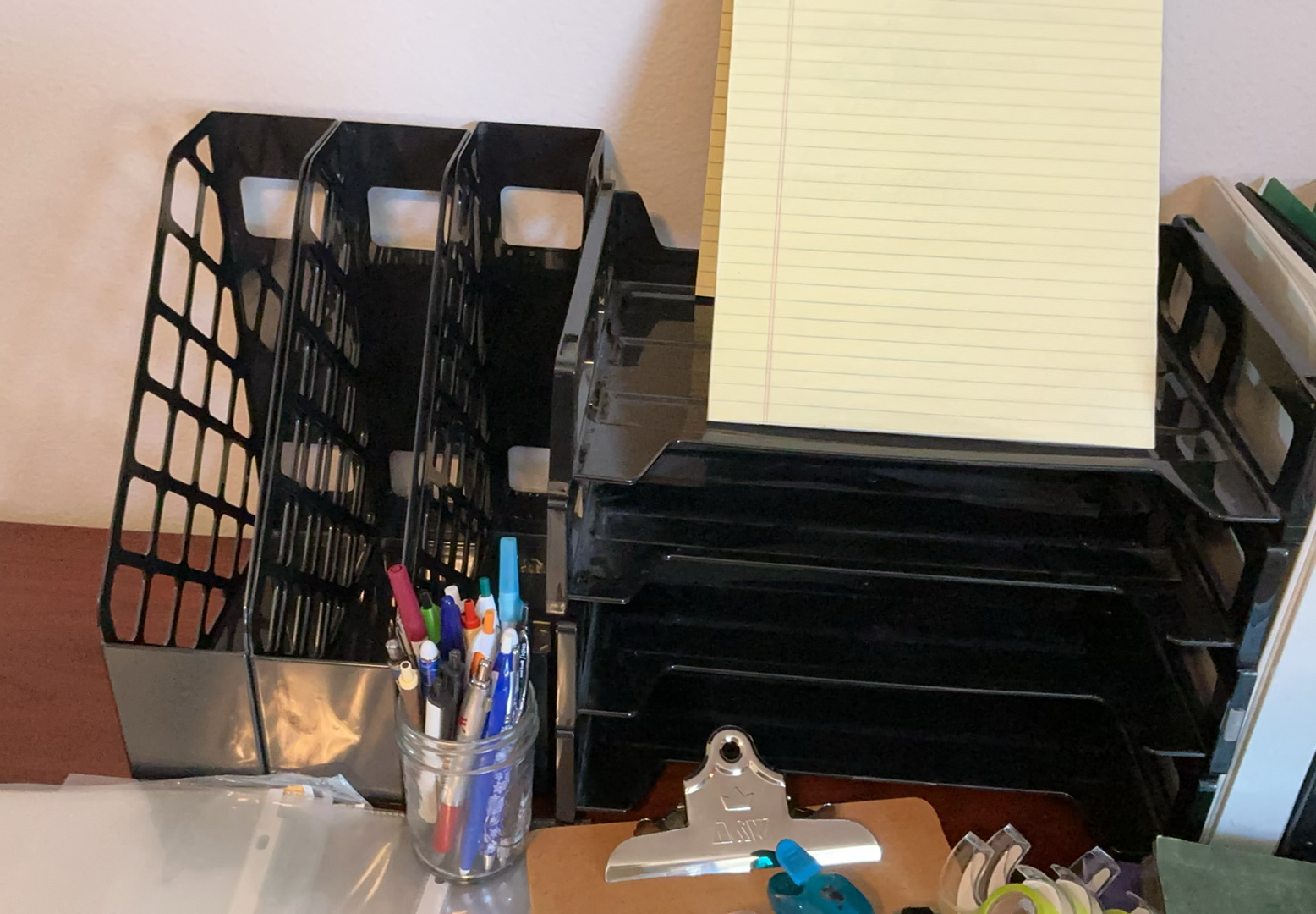 Office organization with binders, folders, and desk supplies - image 4 of 5
