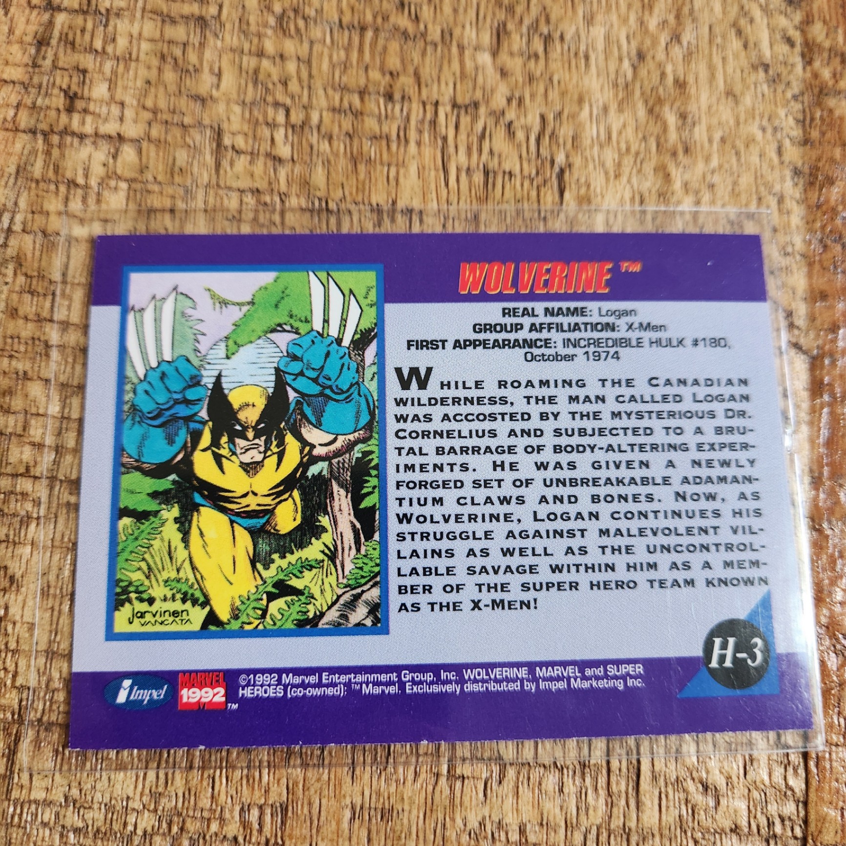 1992 Impel Wolverine Holo Card H-3 - image 2 of 2