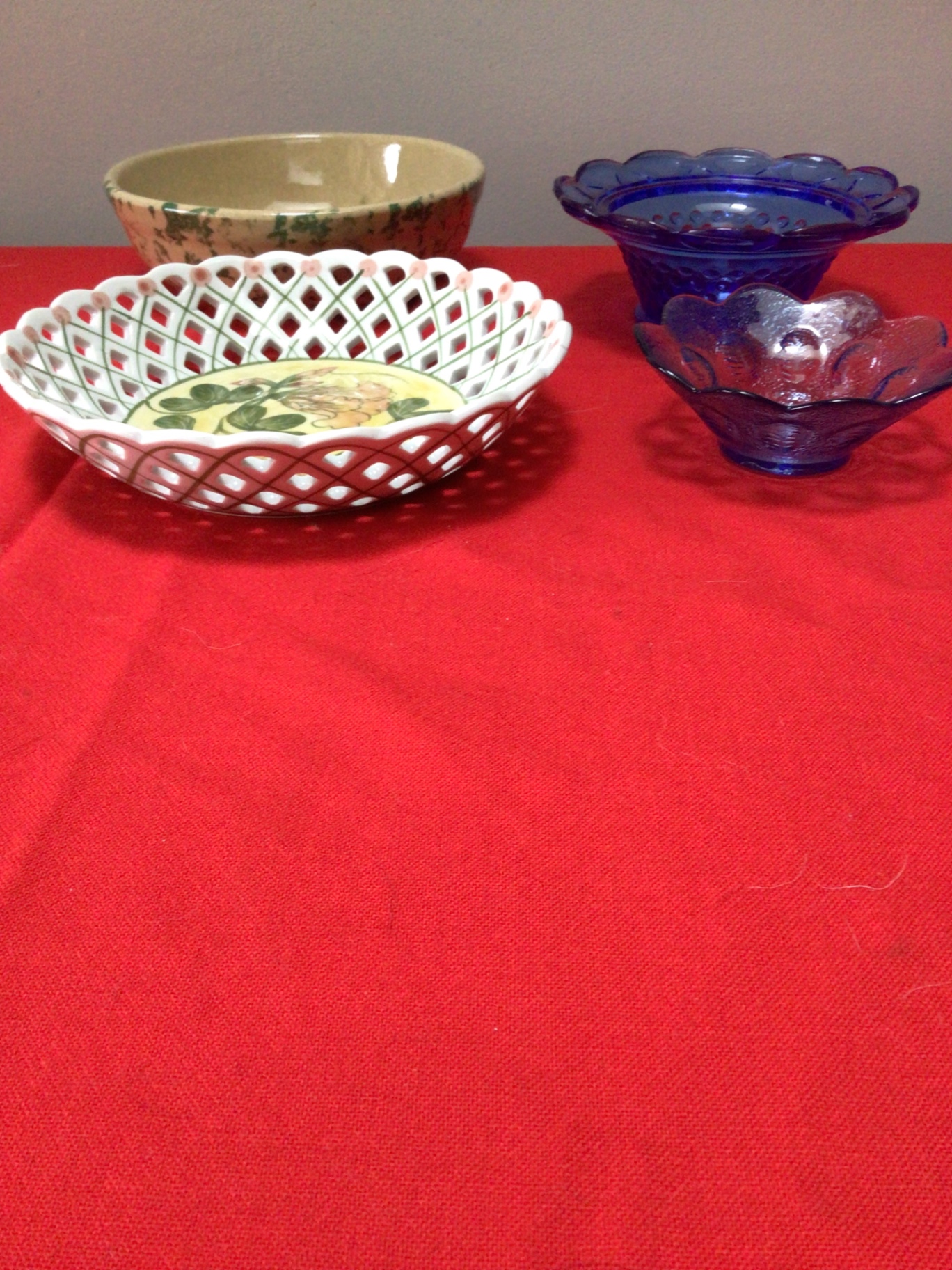 Assorted ceramic and glass bowls with decorative plate - image 2 of 4