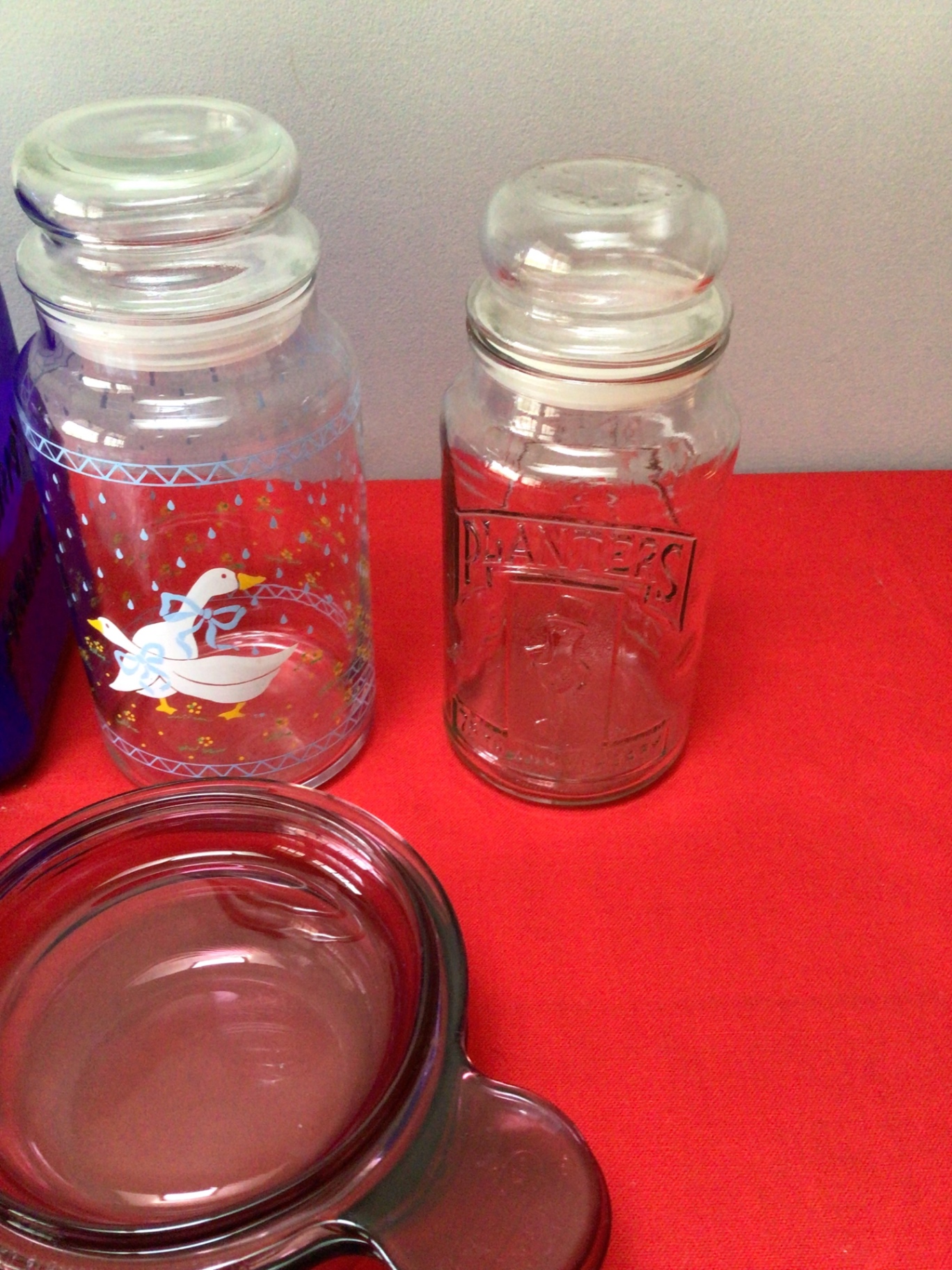 Assorted blue and clear glass jars and dishes - image 2 of 3