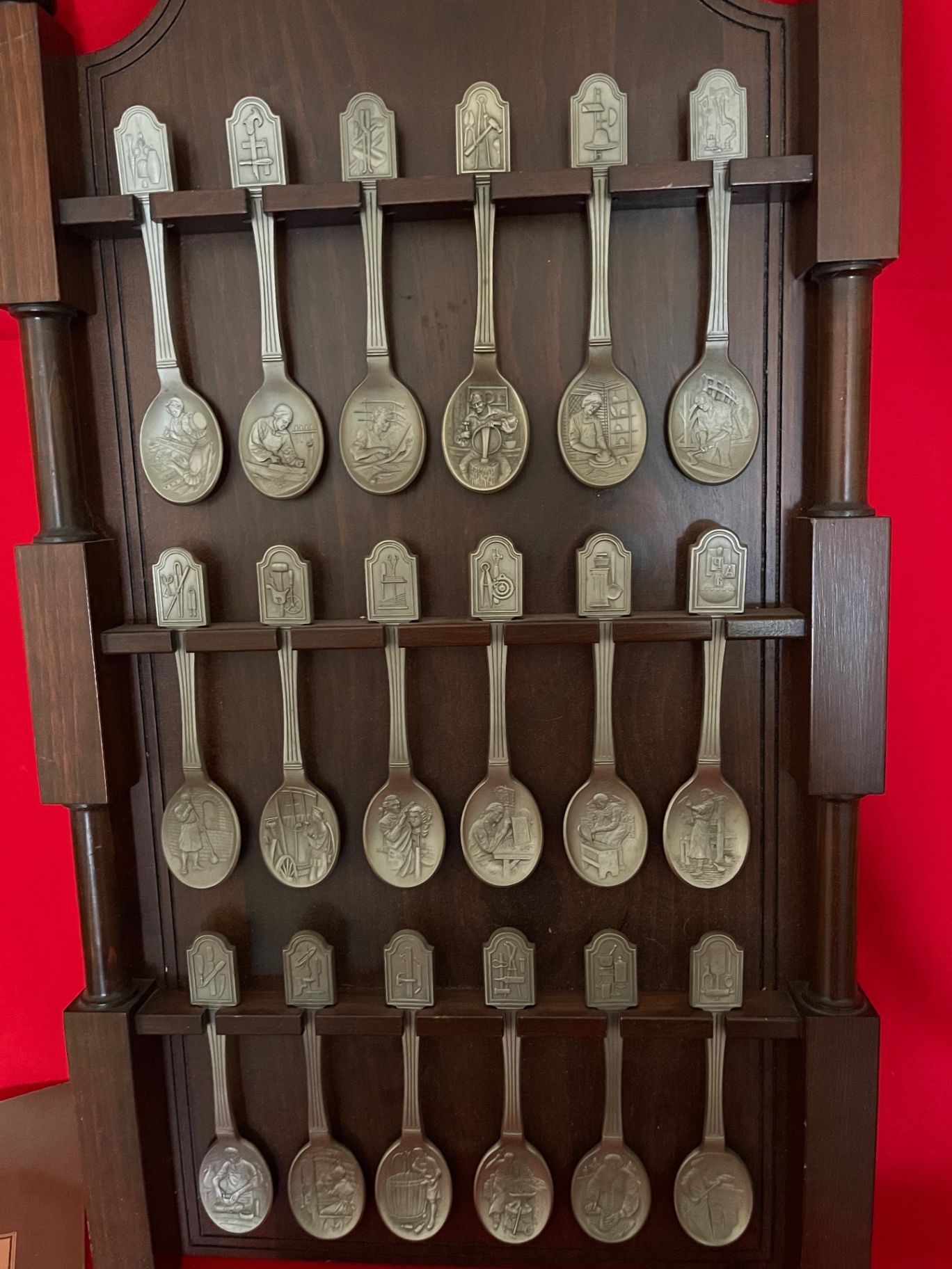 The Craftsmen of America Spoon Collection on Wooden Display Rack - image 1 of 4