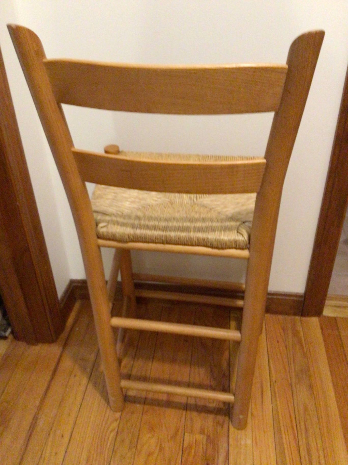 Wooden ladder-back chair with woven seat - image 2 of 2