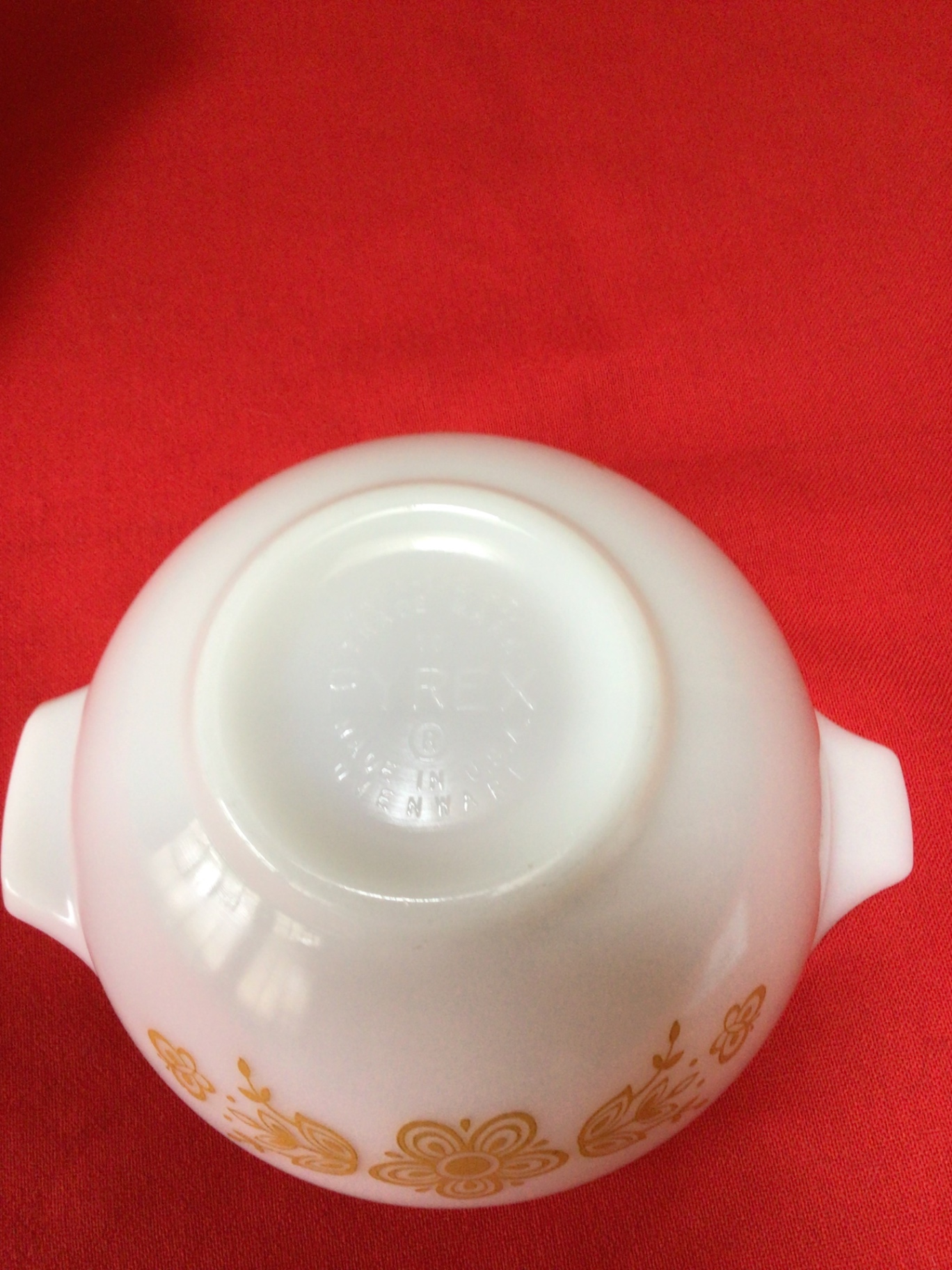 Pyrex floral-pattern mixing bowls (large yellow and small white) - image 2 of 4