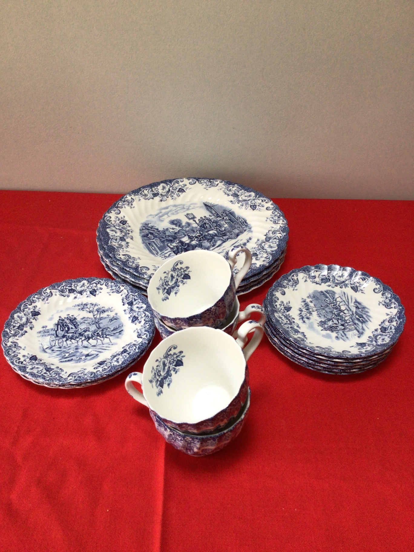 Johnson Bros Coaching Scenes blue-and-white china set - image 1 of 4