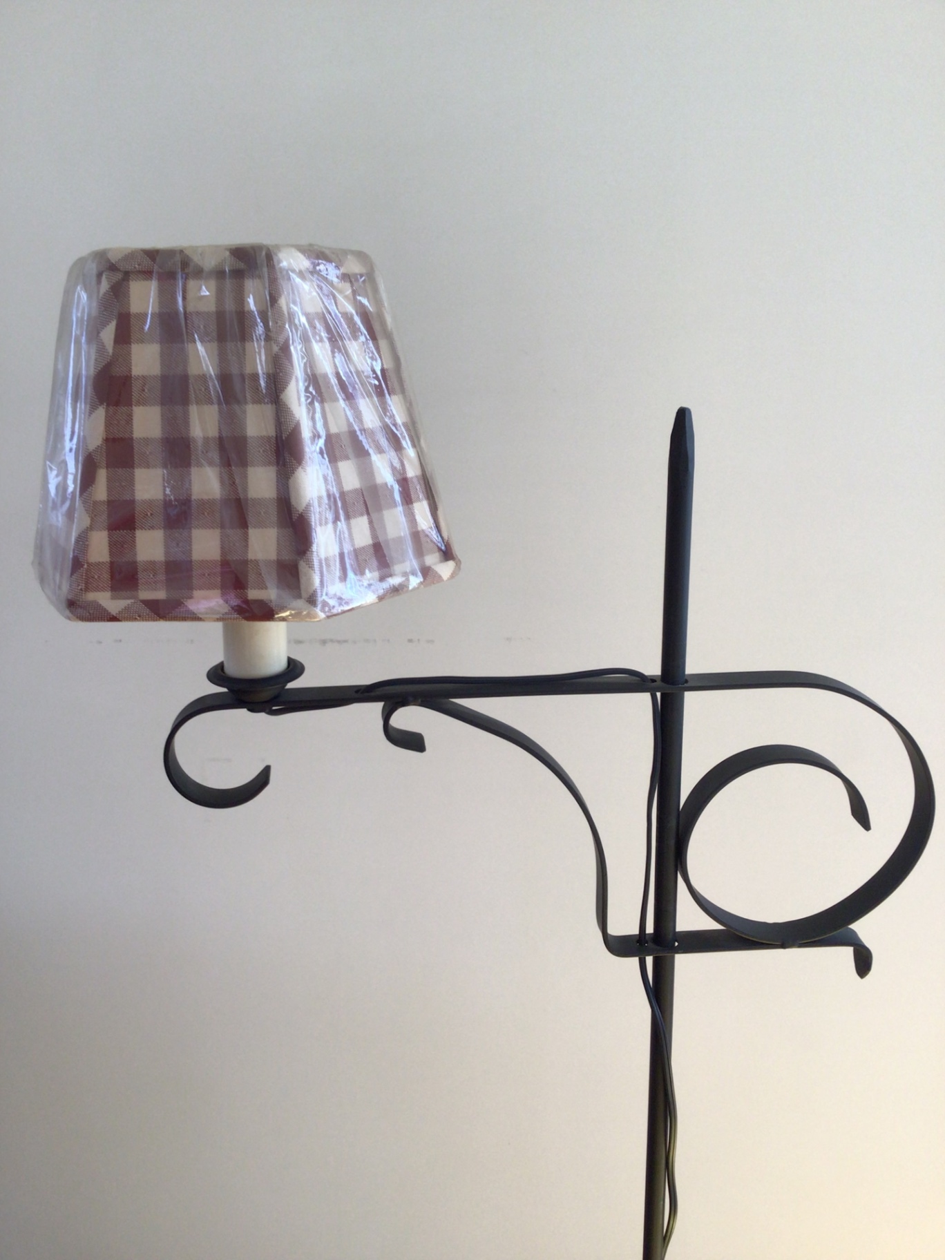 Floor lamp with plaid lampshade and decorative scrollwork - image 2 of 2