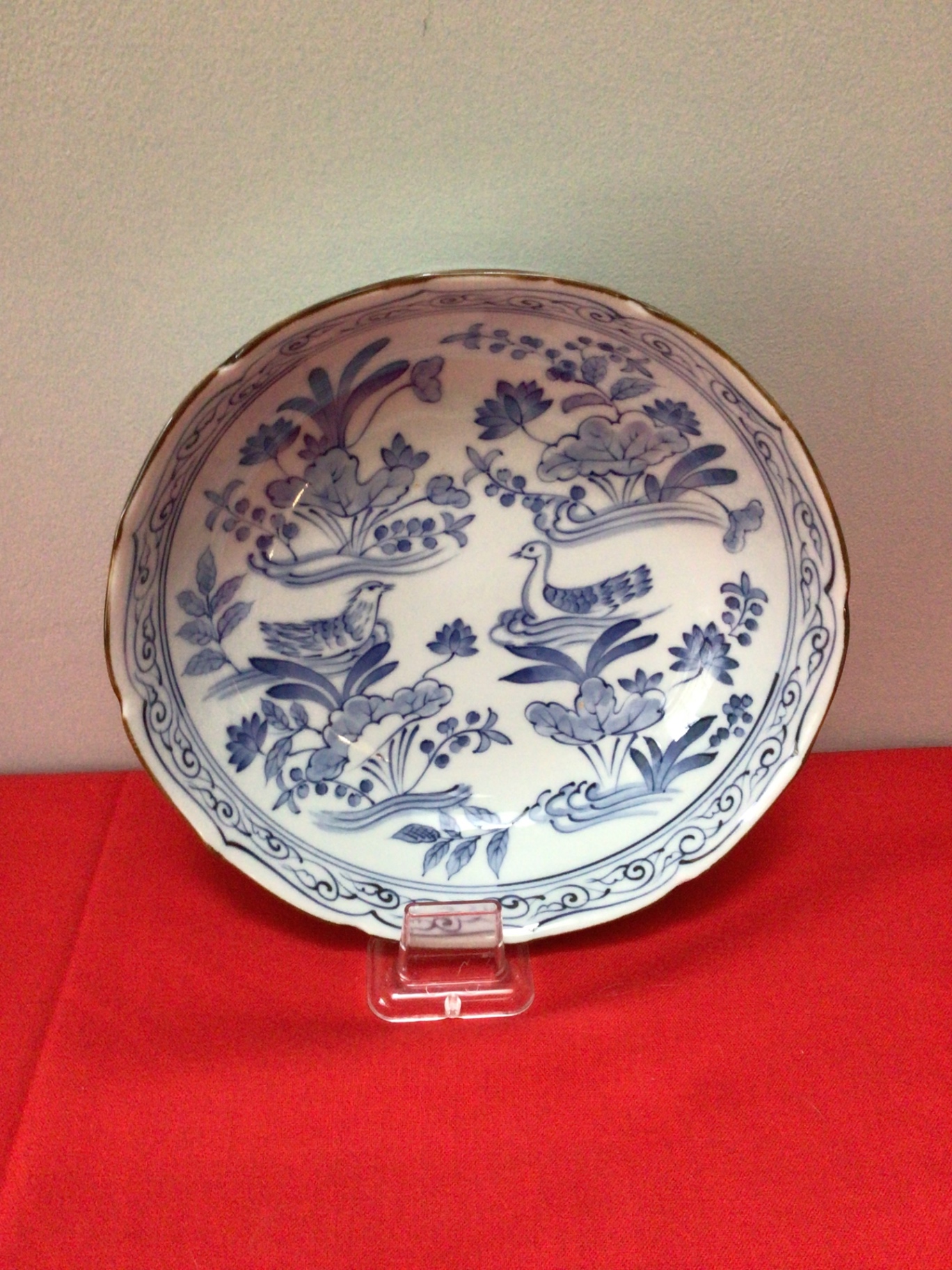 Blue and White Bird and Floral Plate - image 1 of 3