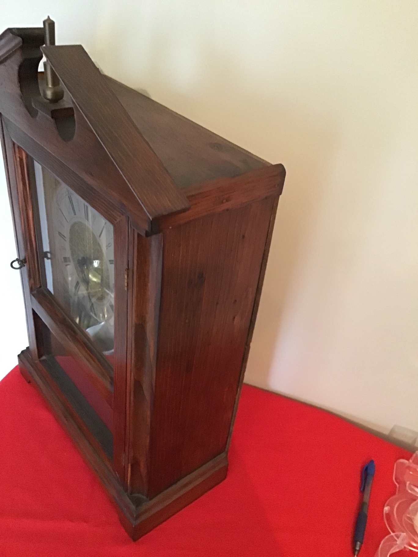 Antique wooden clock cabinet with glass front - image 2 of 3