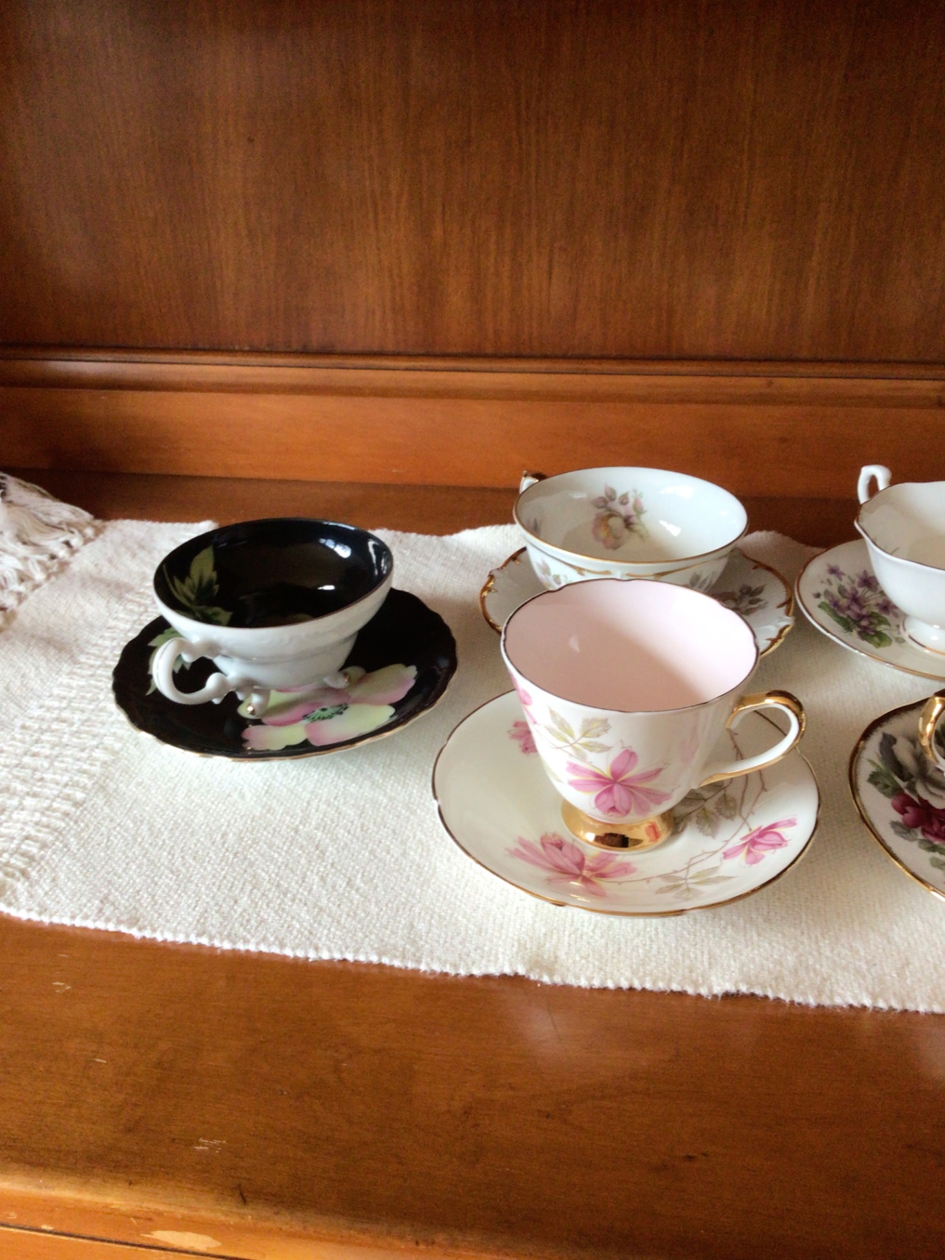 Floral bone china teacups and saucers with gold trim - image 2 of 7