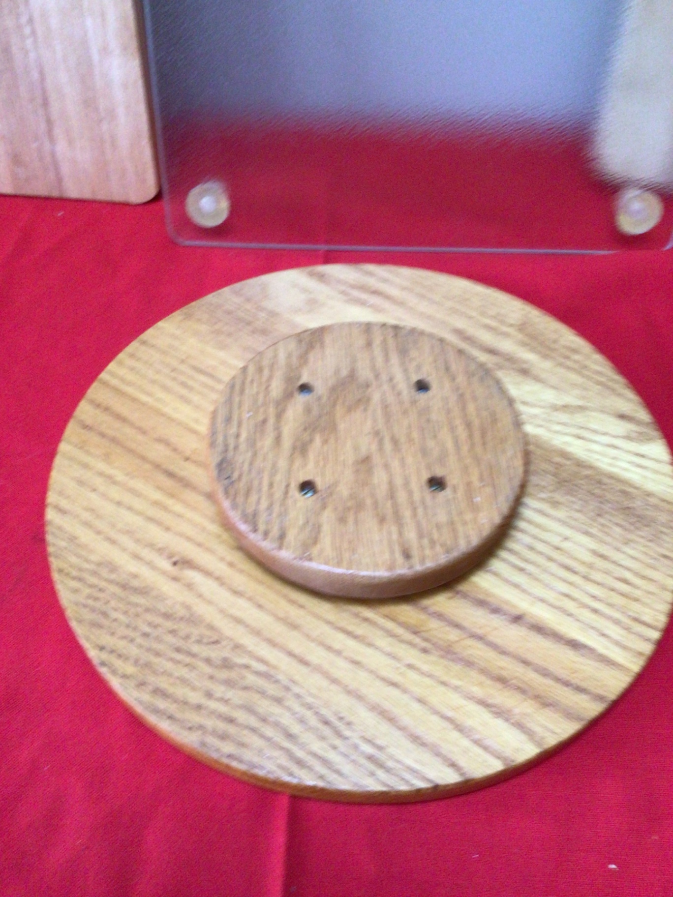 Wooden cutting boards, a round serving/trivet disk, and a frosted glass panel - image 2 of 2