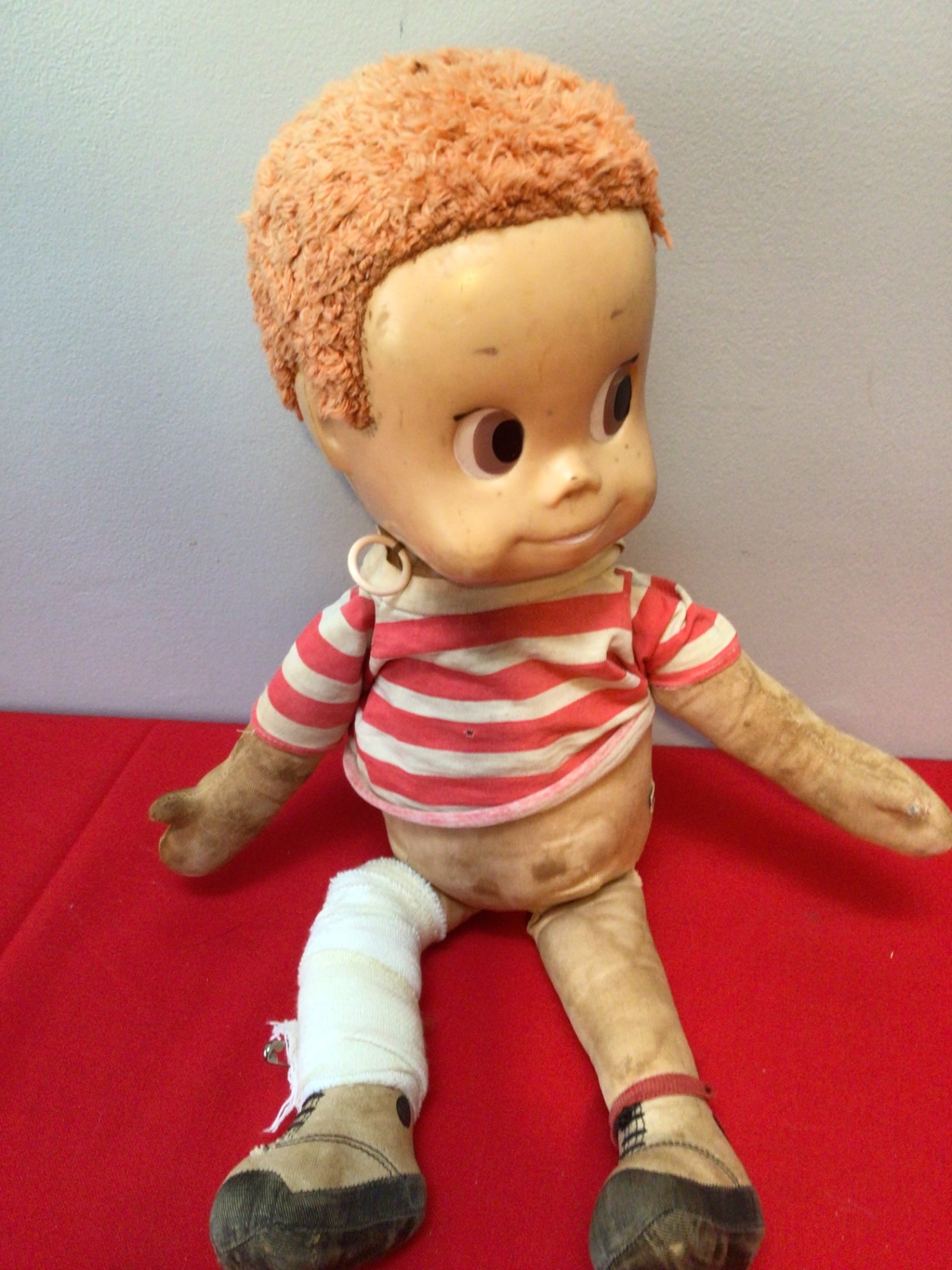 Matty Mattel doll Vintage stuffed doll in red and white striped shirt - image 1 of 5