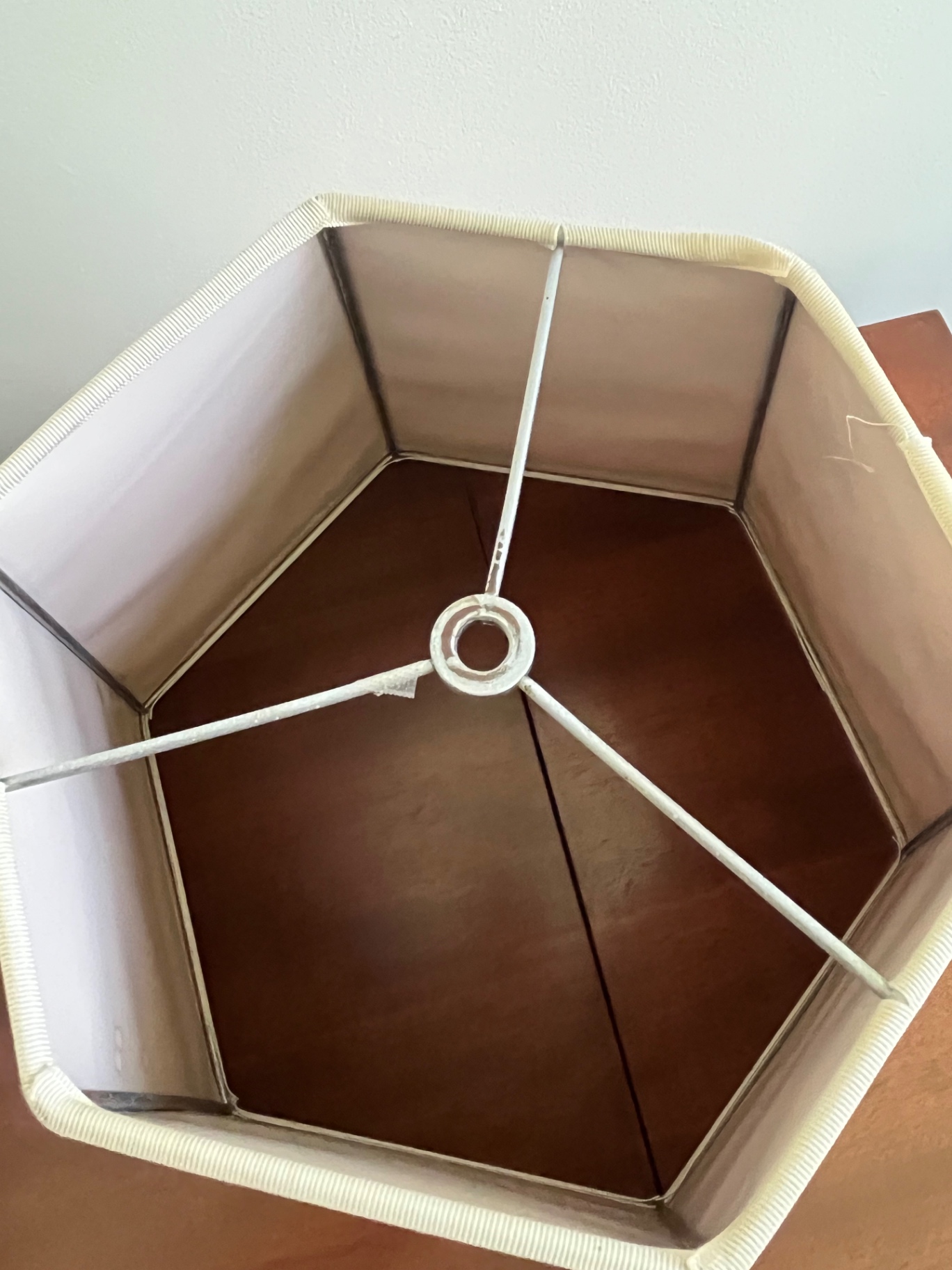 Hexagonal floral fabric lamp shade  with metal frame - image 2 of 2