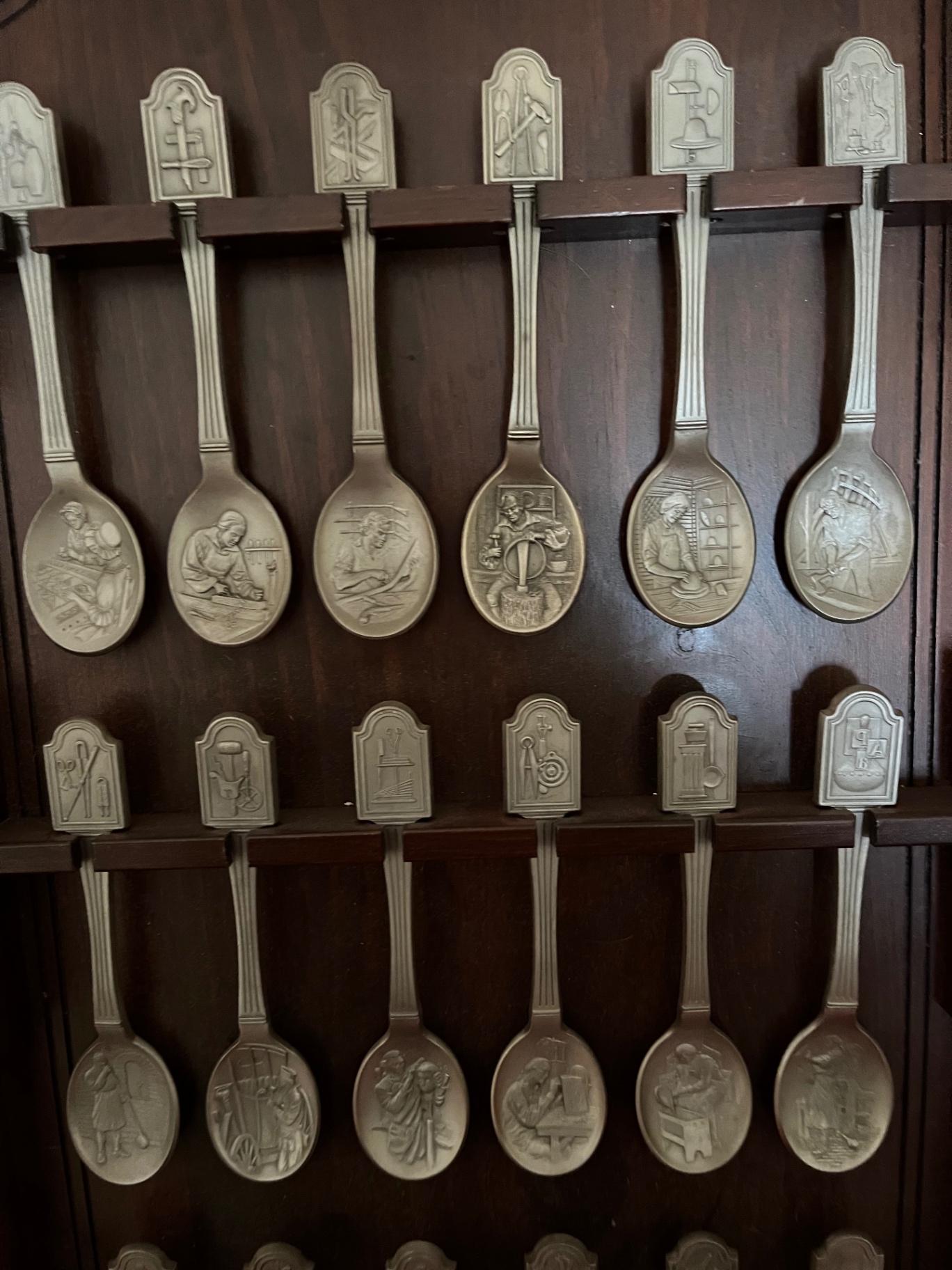The Craftsmen of America Spoon Collection on Wooden Display Rack - image 2 of 4