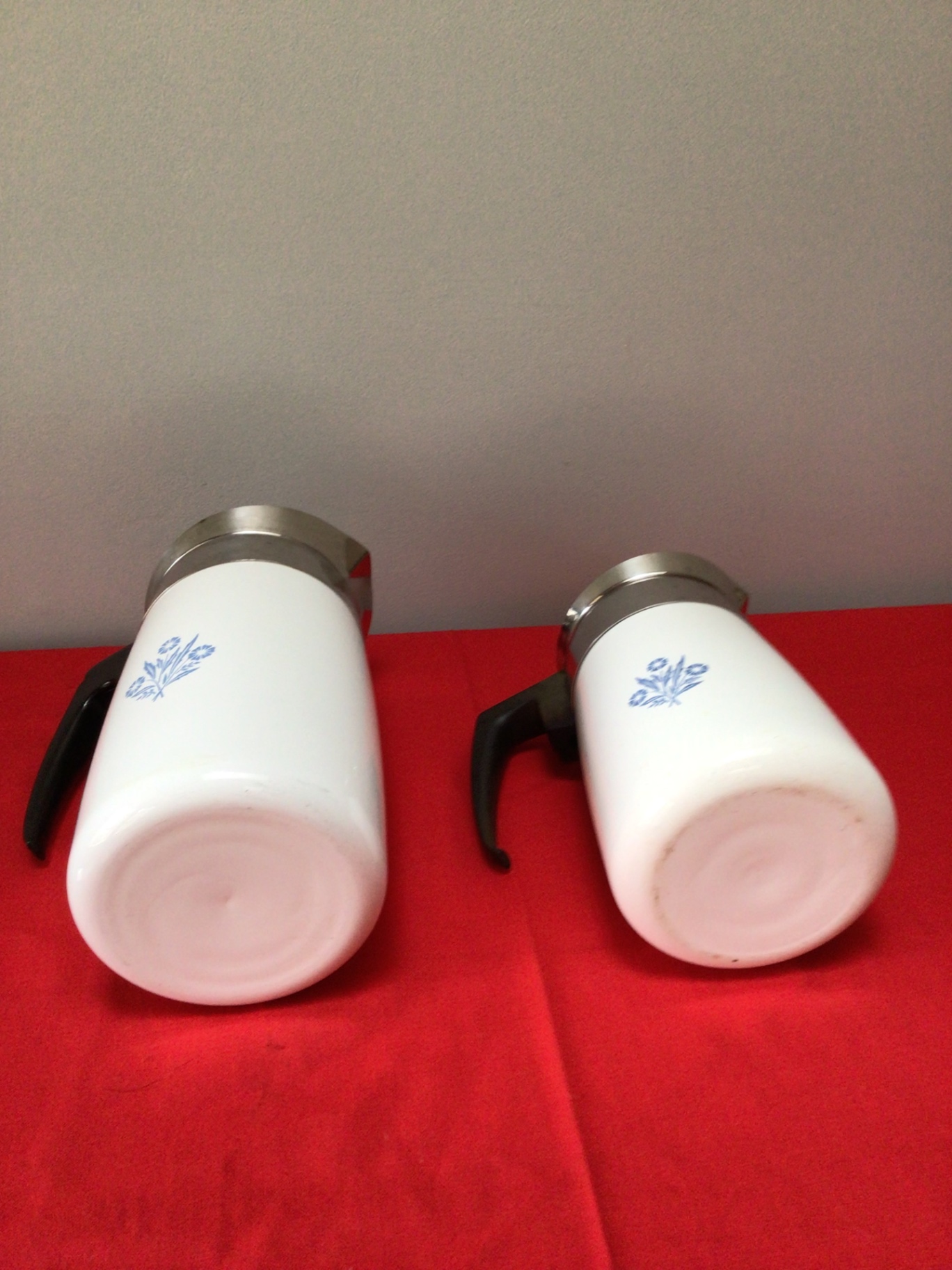 Two Corning Ware white enamel coffee pots with blue floral pattern - image 3 of 3