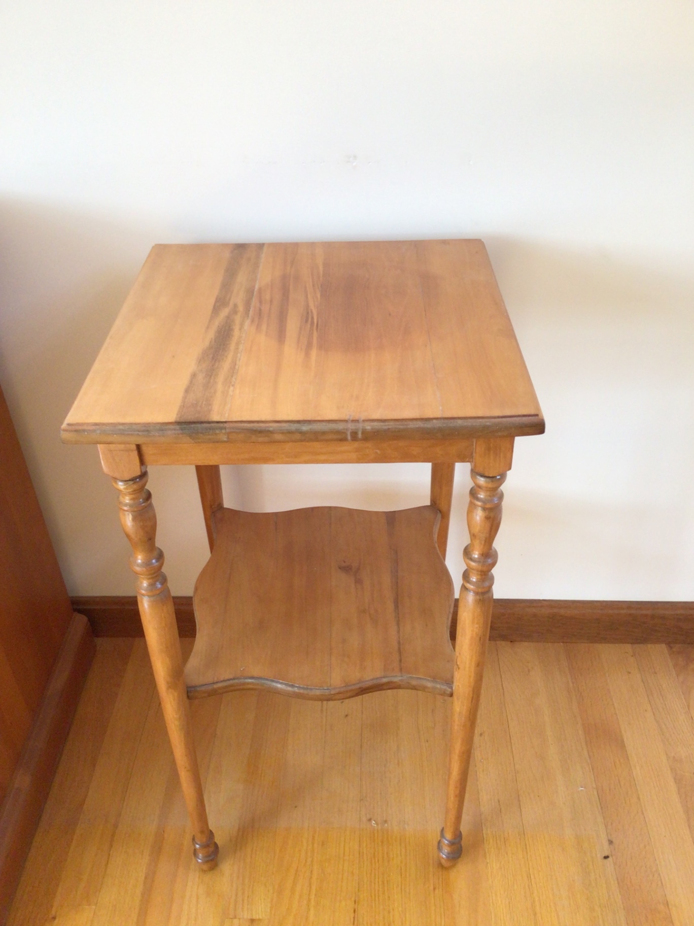 Wooden end table with lower shelf - image 1 of 2