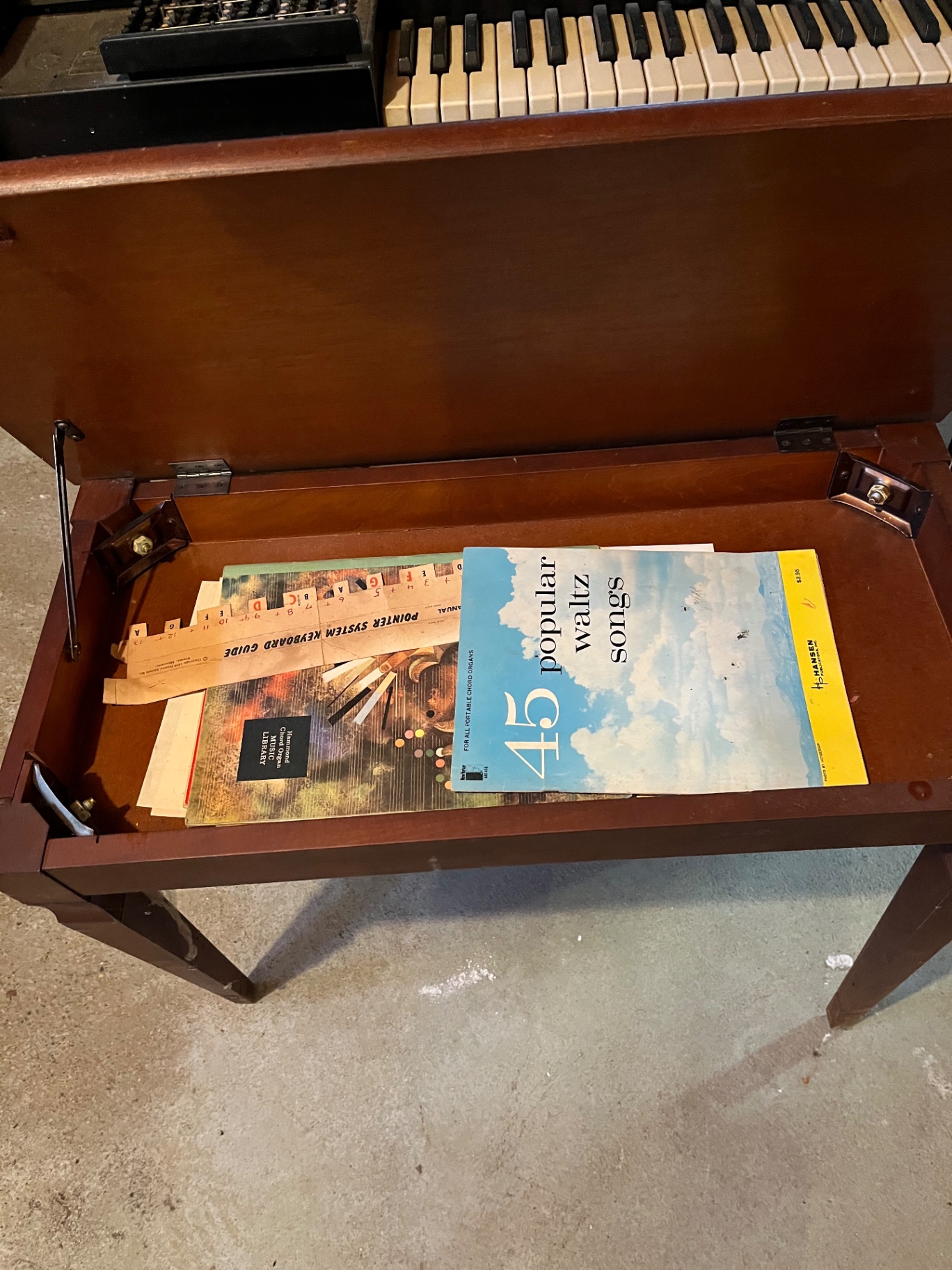 Antique Hammond organ with bench and sheet music - image 2 of 4