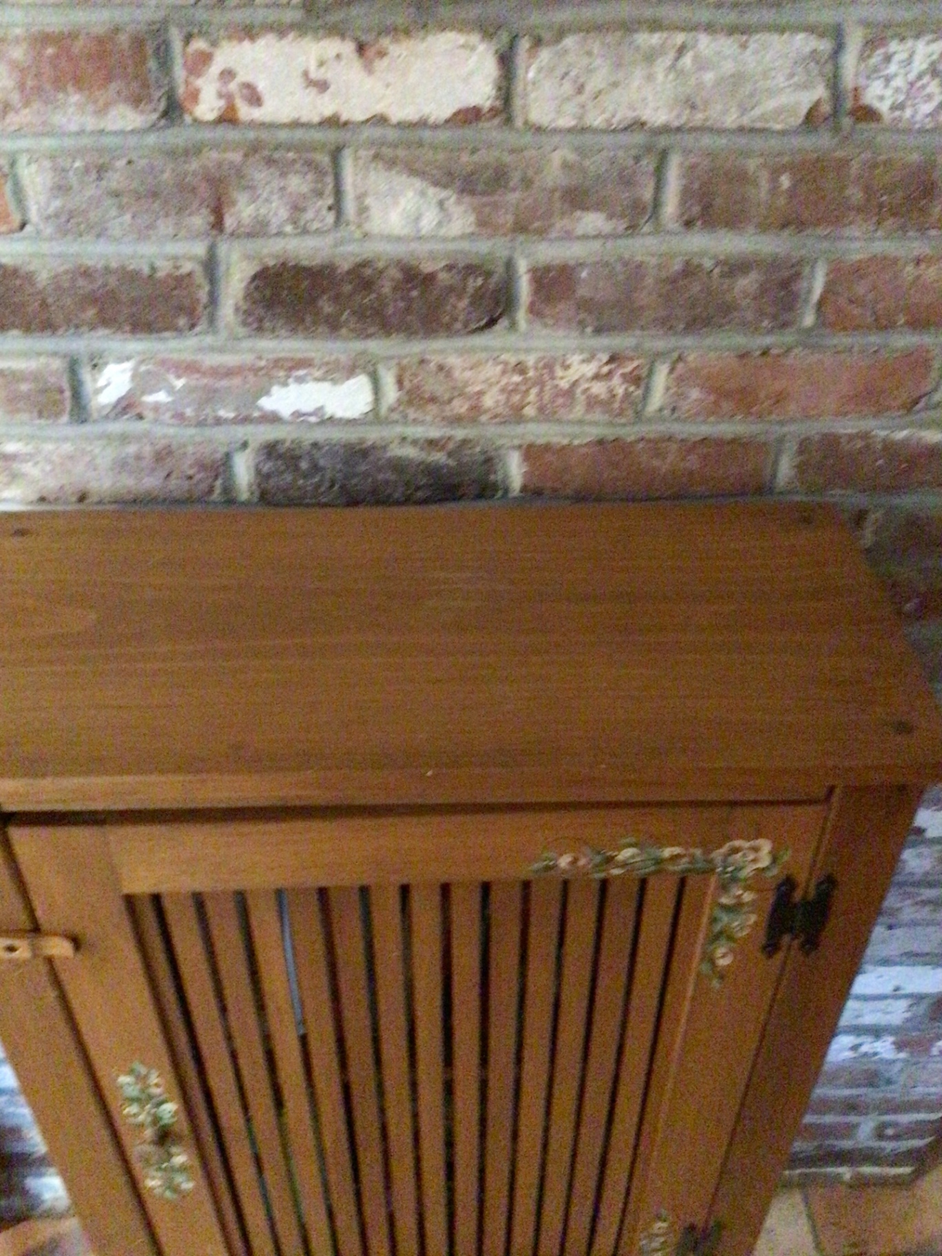 Wooden cabinet with slatted vent-style door - image 3 of 3