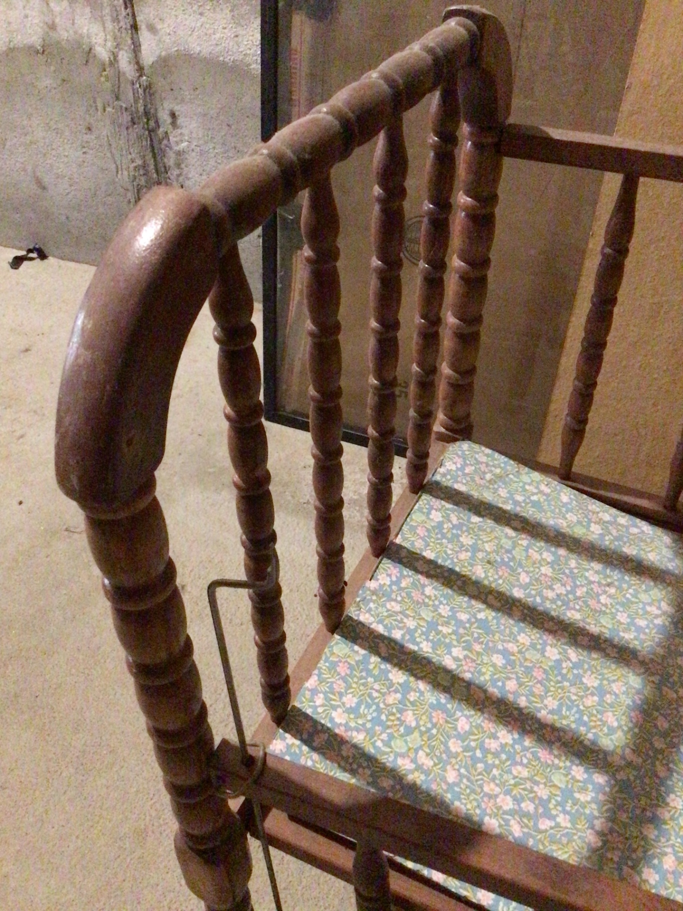 Vintage wooden baby doll cradle with spindle rails - image 2 of 2