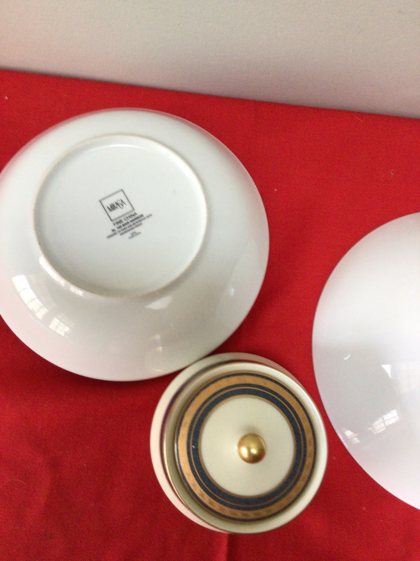 Mikasa porcelain dinnerware set with plates, bowls, and lidded container - image 3 of 4