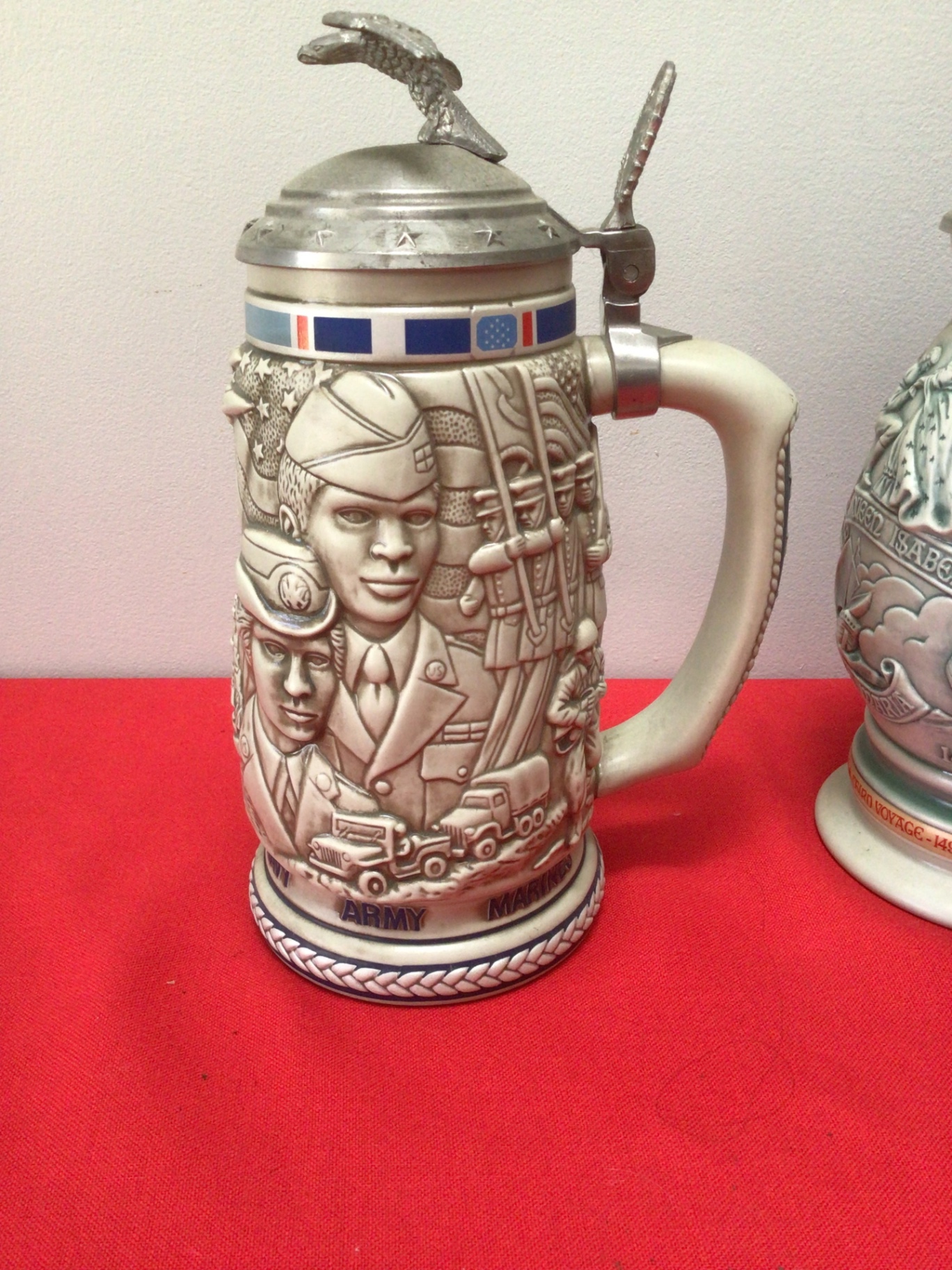 Collection of decorative beer steins with pewter lids - image 2 of 7
