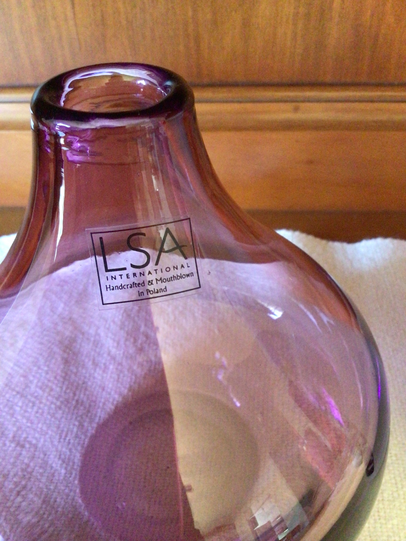 LSA purple glass vase and white ceramic lidded canister with windmill scene - image 2 of 4