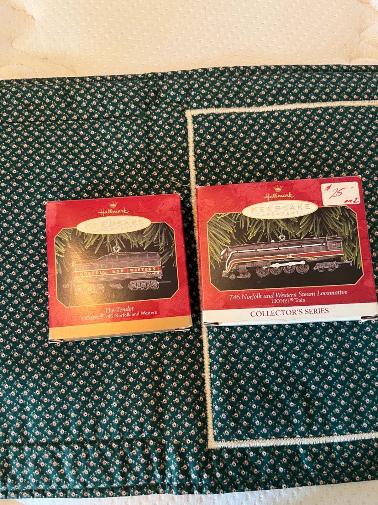 Two Hallmark Keepsake Ornaments in Boxes: Norfolk and Western Steam Locomotives - image 1 of 2