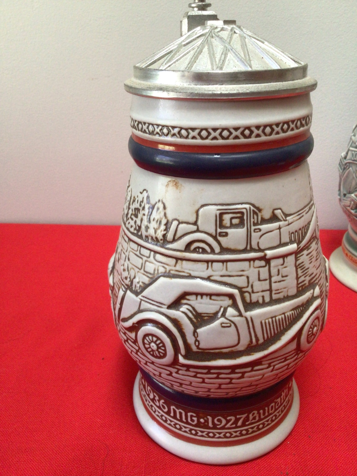Collection of decorative beer steins with pewter lids - image 6 of 7