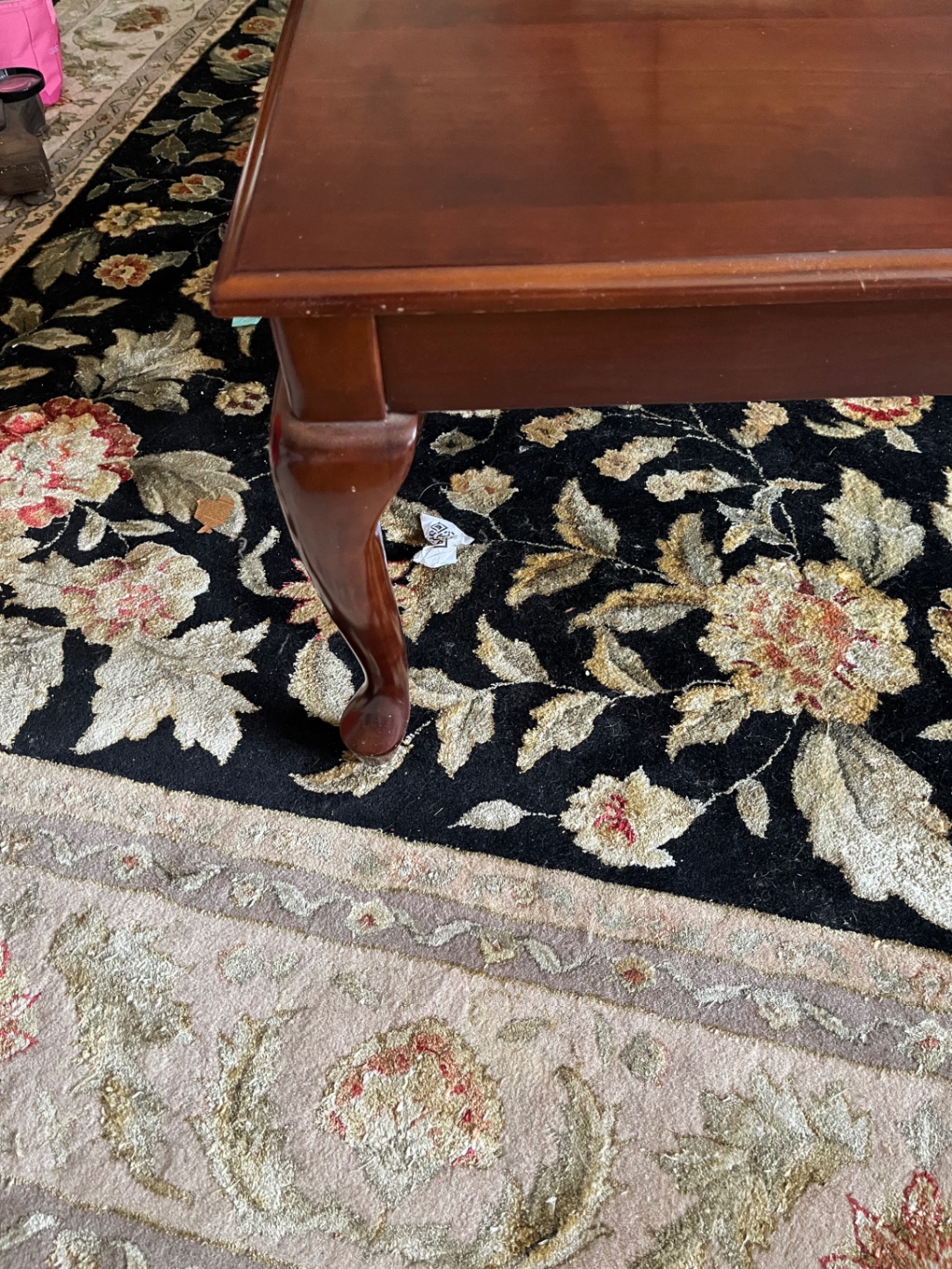 Rectangular wooden coffee table with carved legs - image 2 of 2