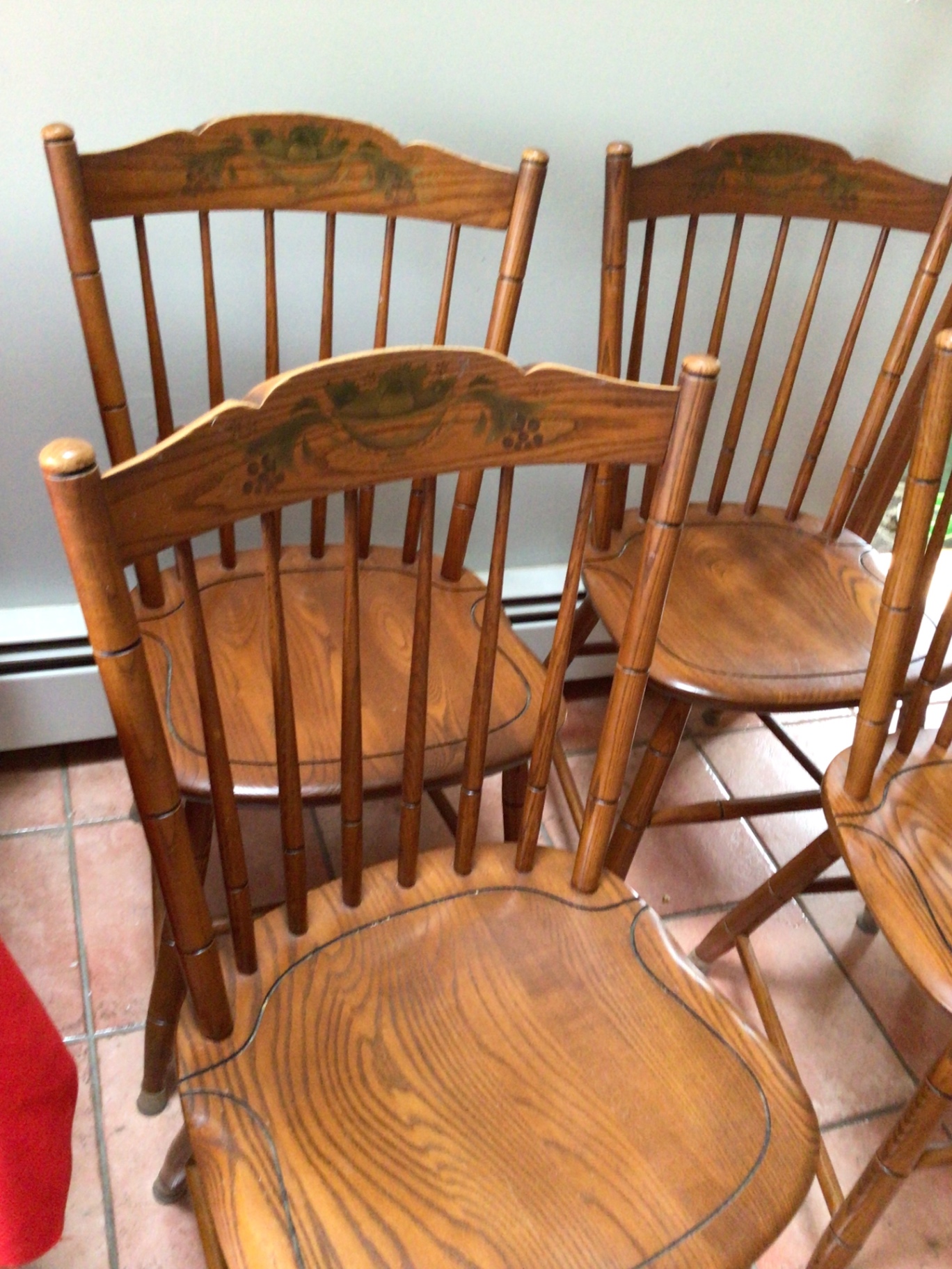 Wooden dining chairs with spindle backs - image 3 of 5