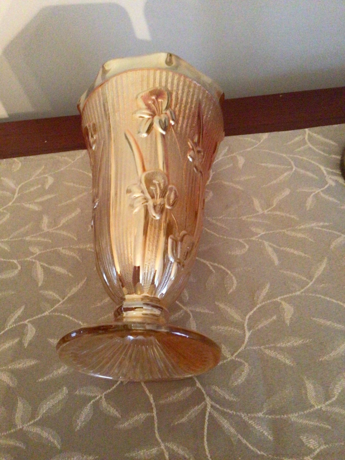 Amber  Glass Vase with Floral Embossing - image 3 of 3