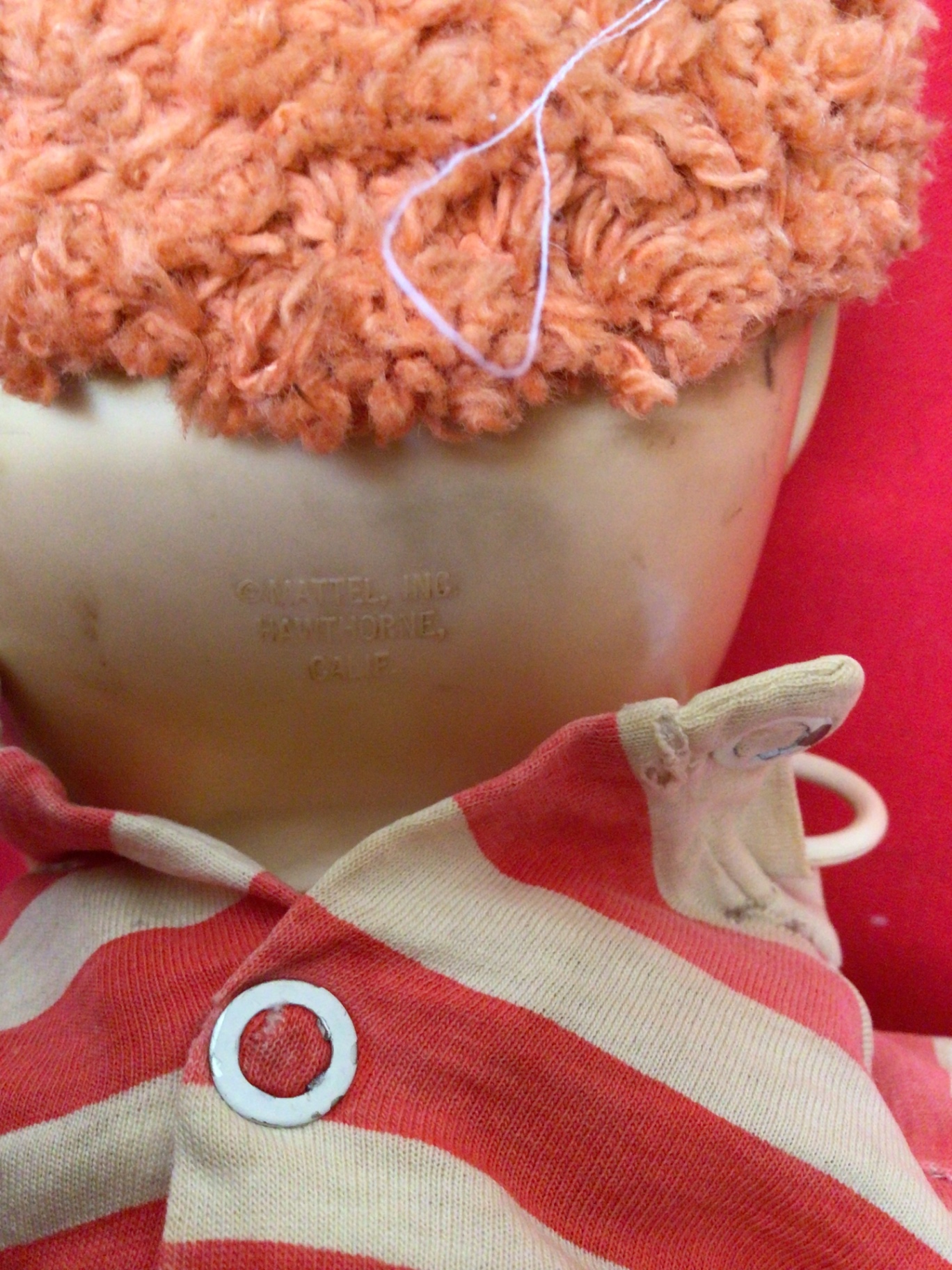 Matty Mattel doll Vintage stuffed doll in red and white striped shirt - image 5 of 5