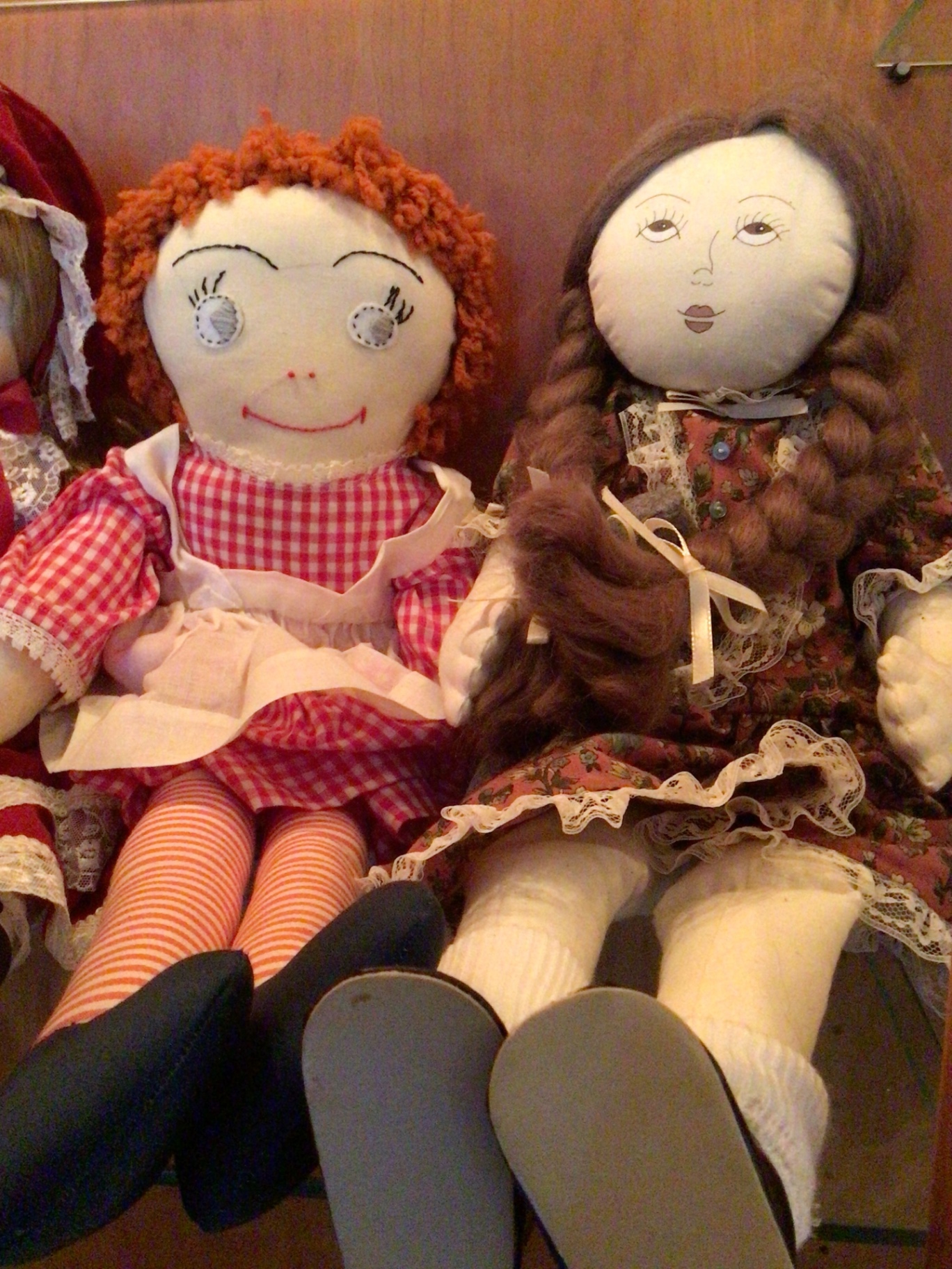 Cloth dolls in vintage dresses - image 2 of 3
