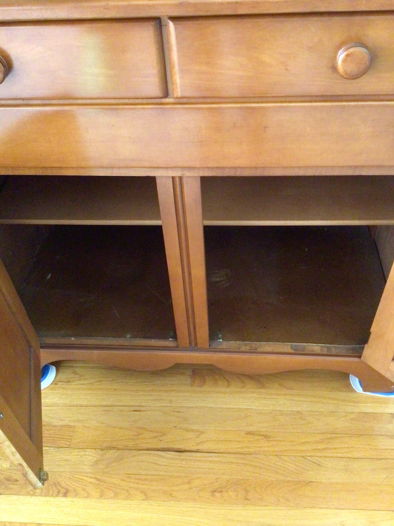Wooden china cabinet with glass-front upper section and lower storage - image 3 of 3