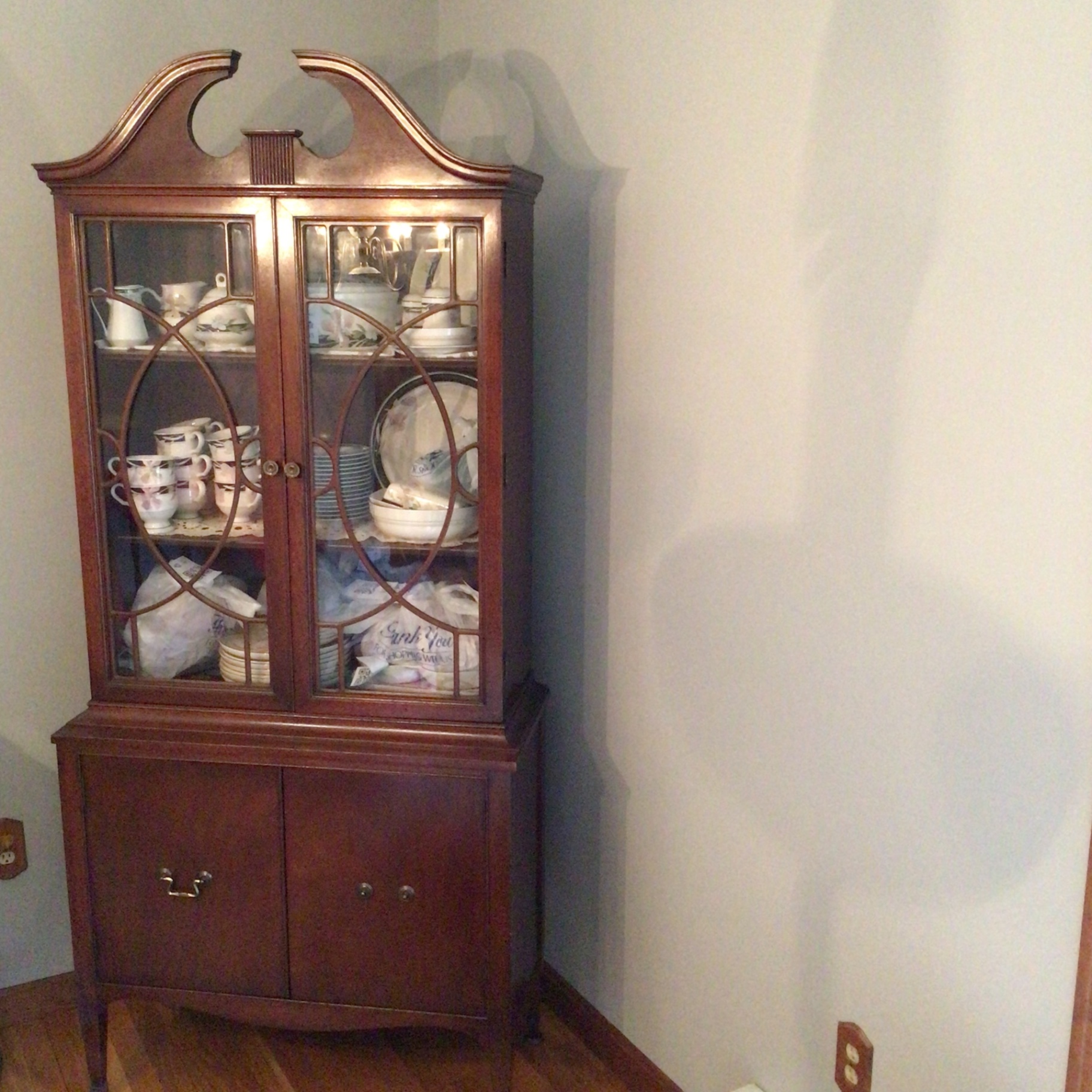 Wooden china cabinet with glass doors - image 1 of 3