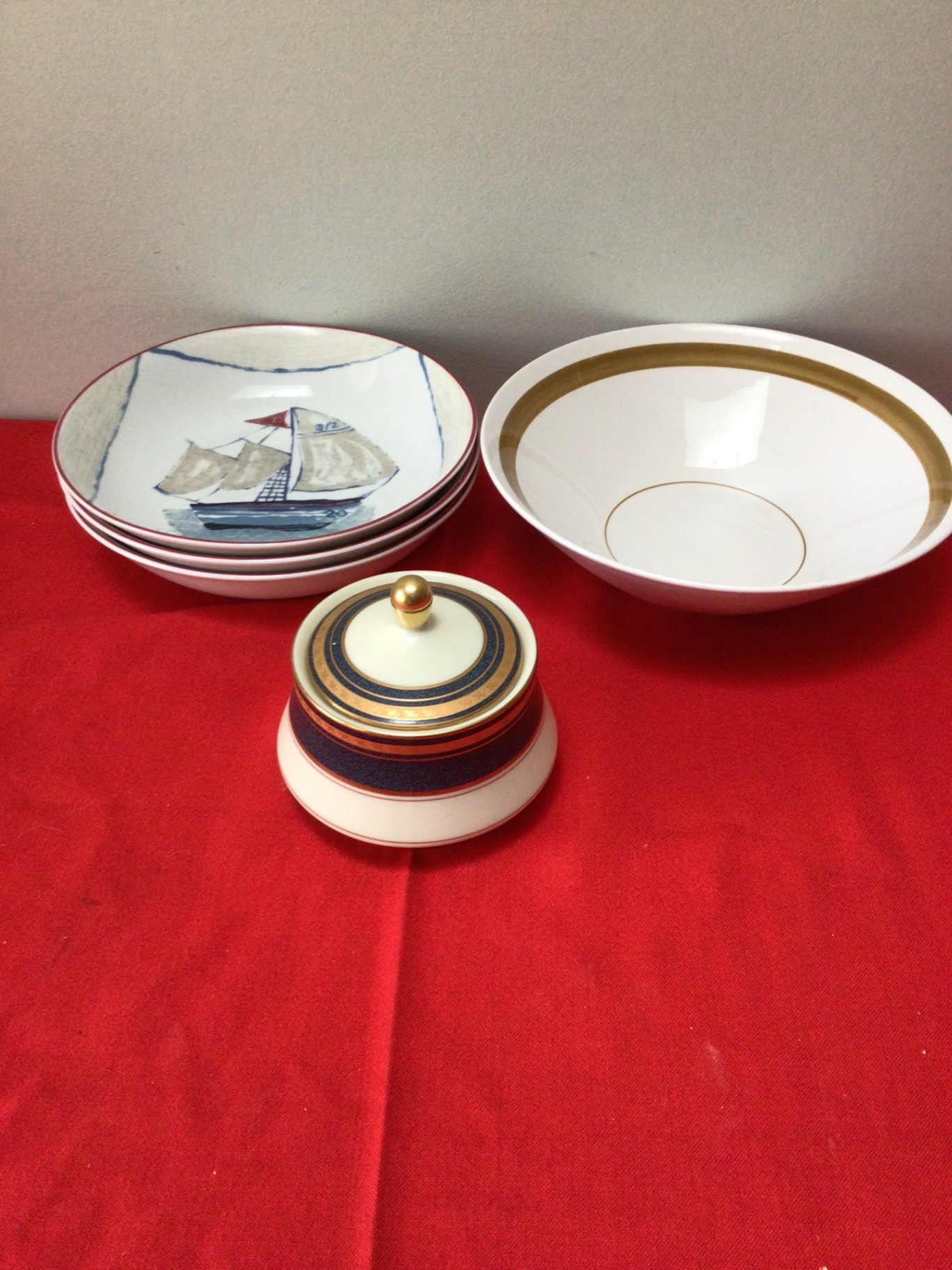 Mikasa porcelain dinnerware set with plates, bowls, and lidded container - image 1 of 4