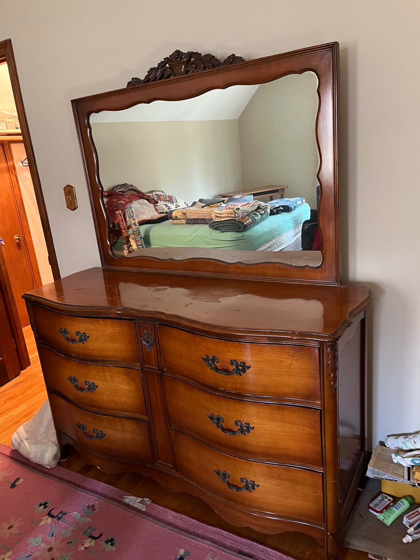 Vintage Six-drawer dresser with mirror- see description - image 1 of 5