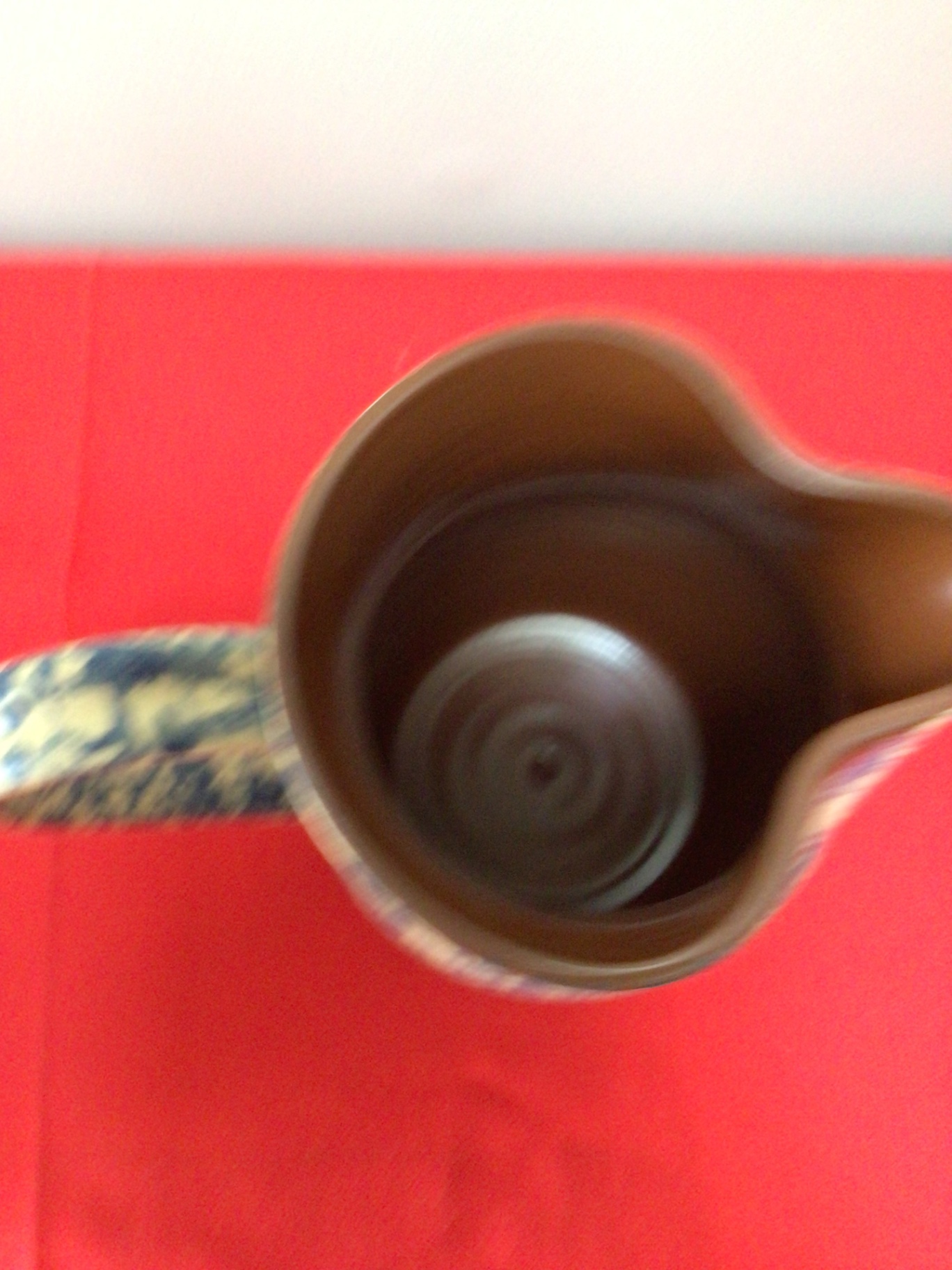 Blue and white speckled ceramic pitcher - image 2 of 3