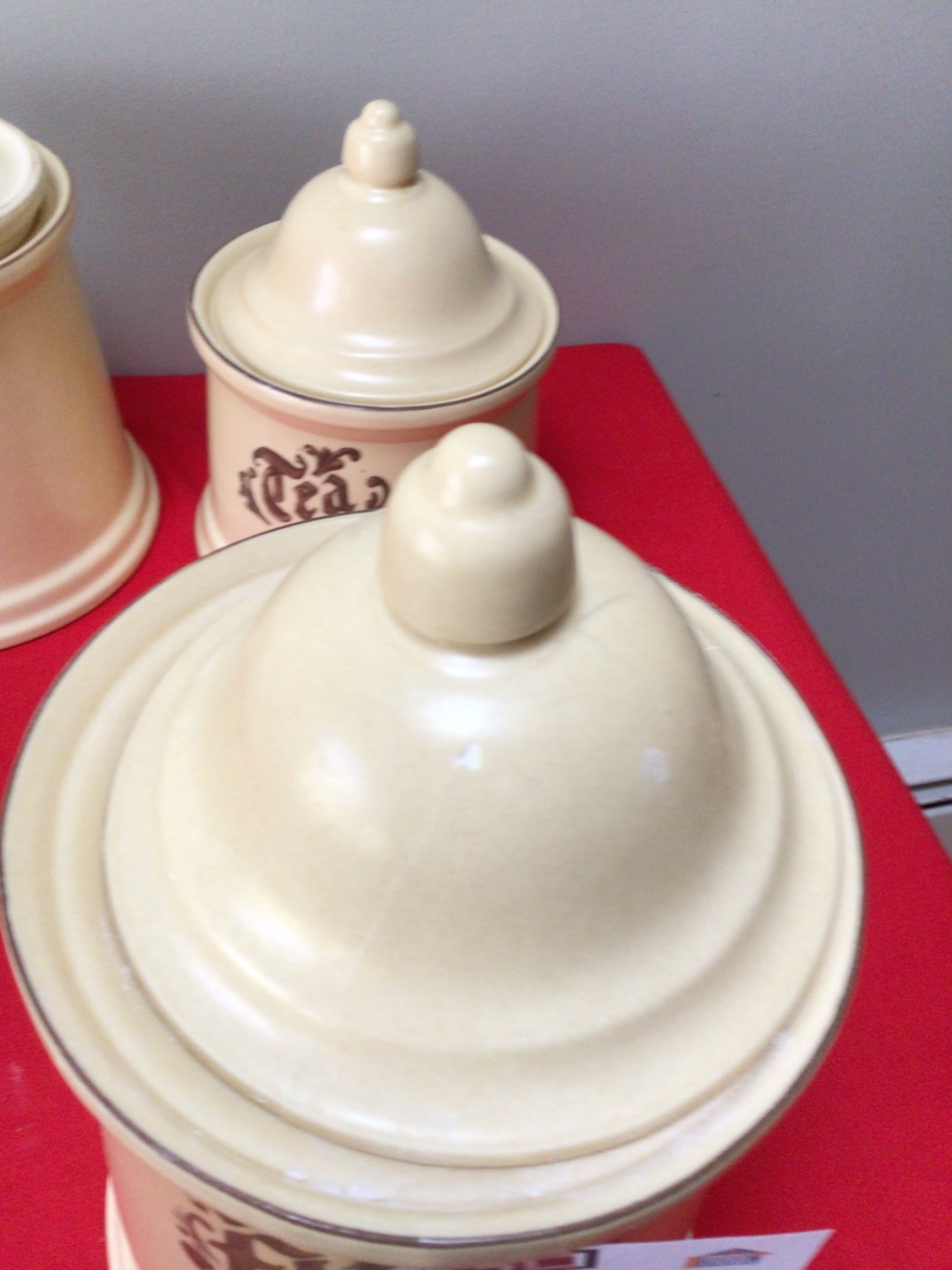 Ceramic canister set labeled Flour, Utensils, Coffee, and Tea - image 3 of 3