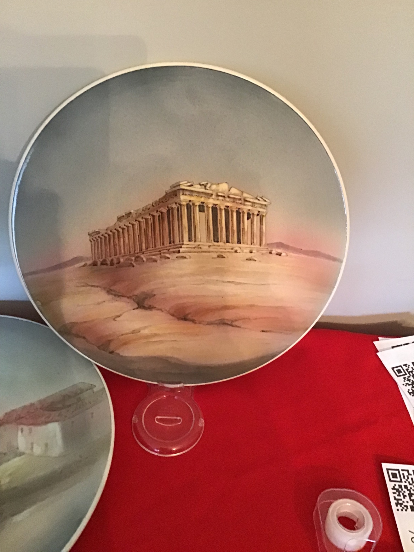 Two hanging decorative plates with architectural ruin scenes - image 1 of 3