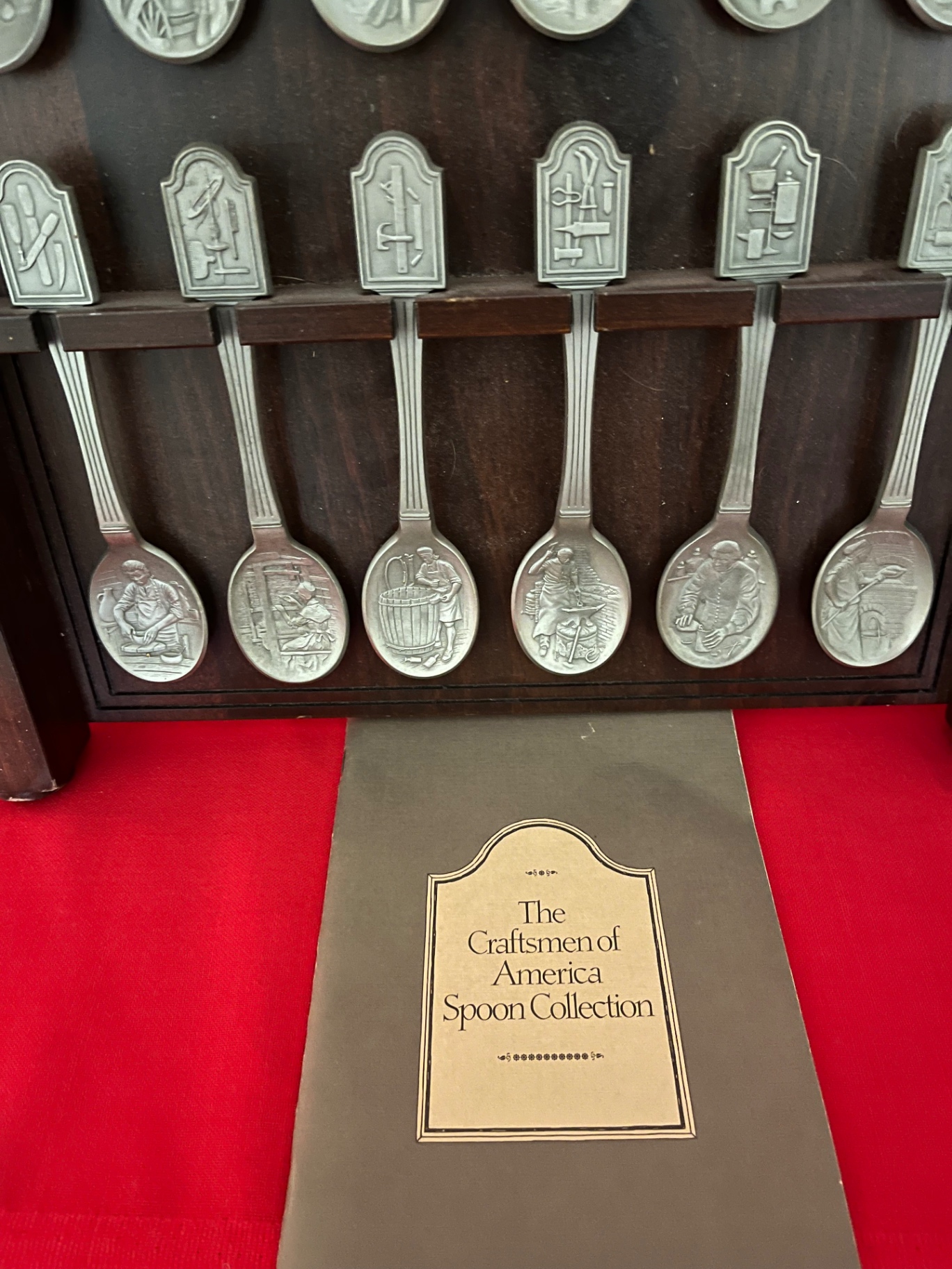 The Craftsmen of America Spoon Collection on Wooden Display Rack - image 3 of 4