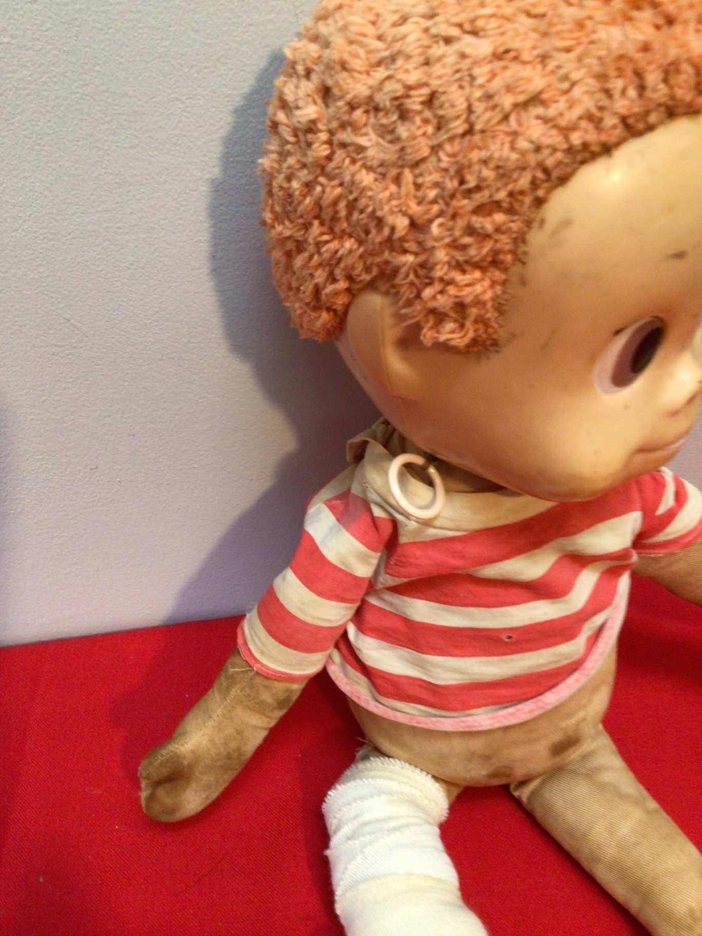 Matty Mattel doll Vintage stuffed doll in red and white striped shirt - image 2 of 5