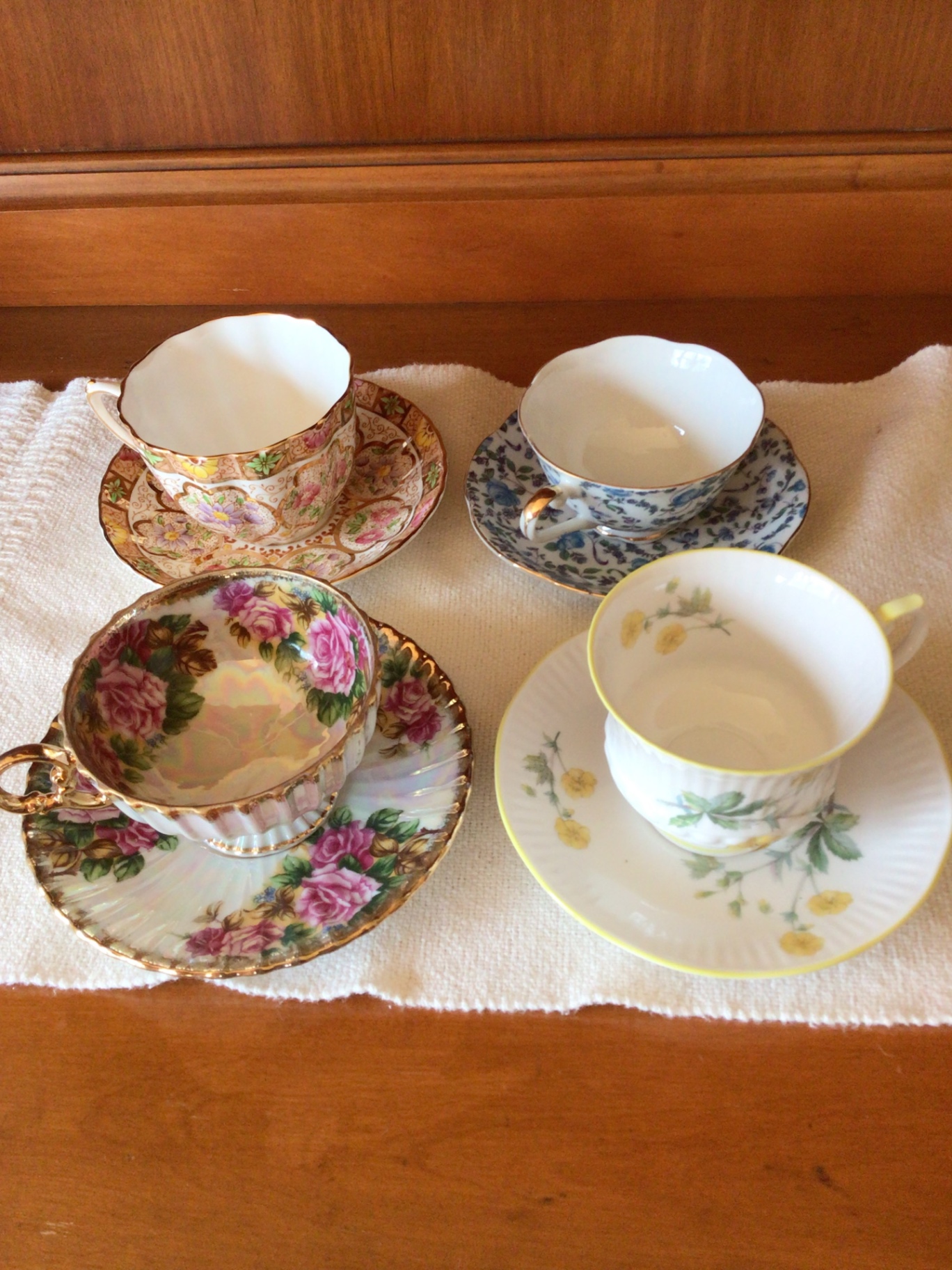 Floral china teacup and saucer set - image 1 of 6