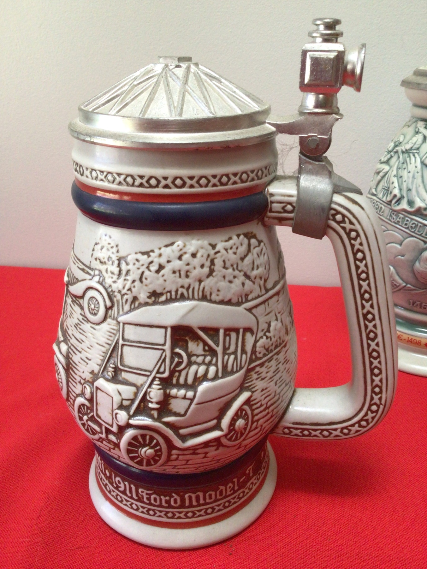 Collection of decorative beer steins with pewter lids - image 5 of 7