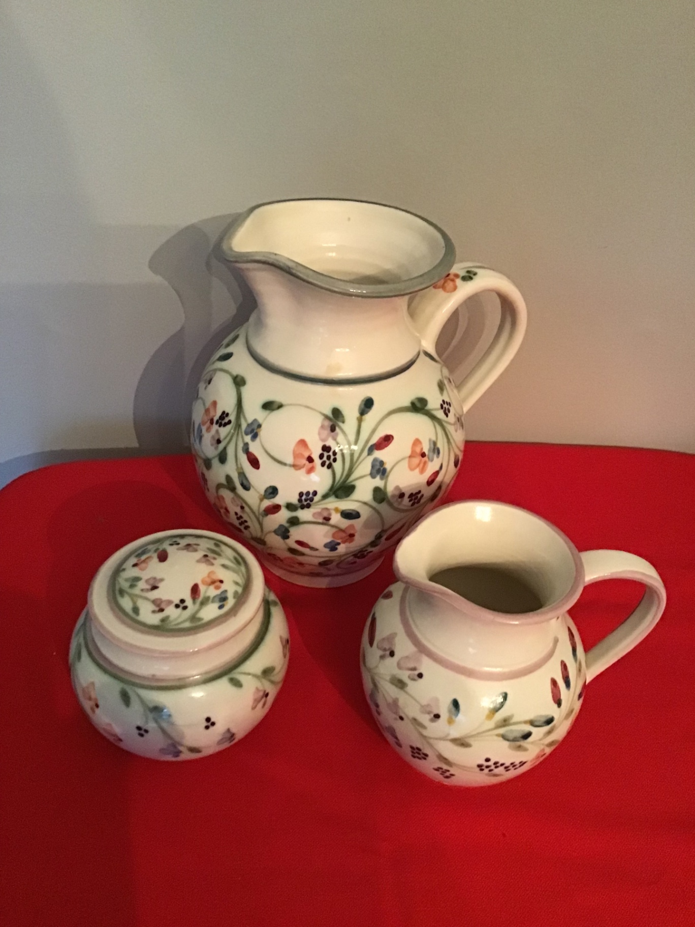 Floral-pattern Ceramic Pitcher, Creamer, Sugar Bowl - image 1 of 2