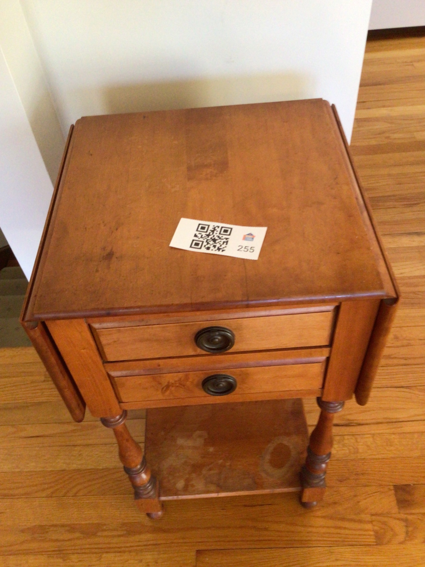 Two-drawer wooden end table with lower shelf - image 1 of 5