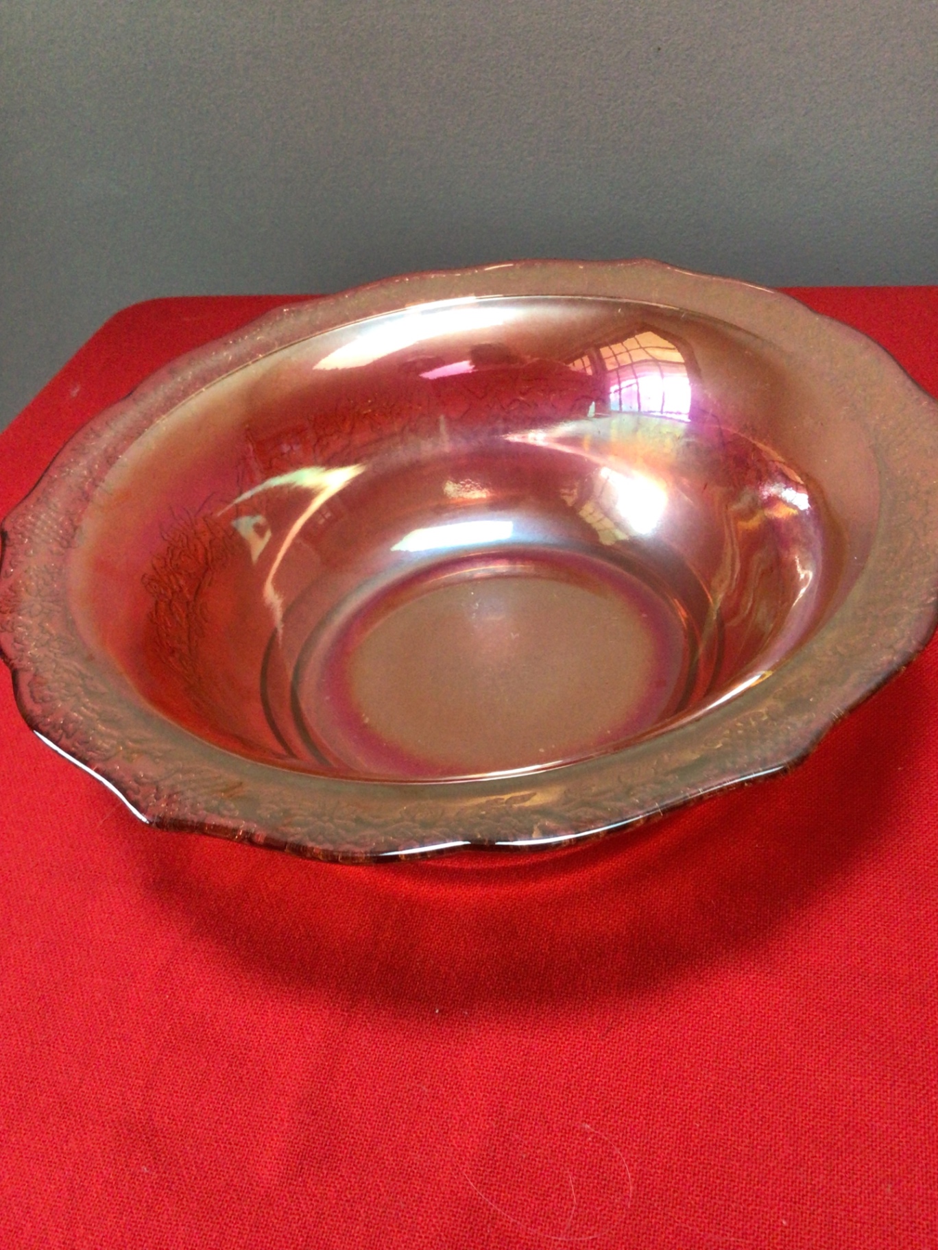 Carnival glass Iridescent scalloped metal bowl - image 4 of 4