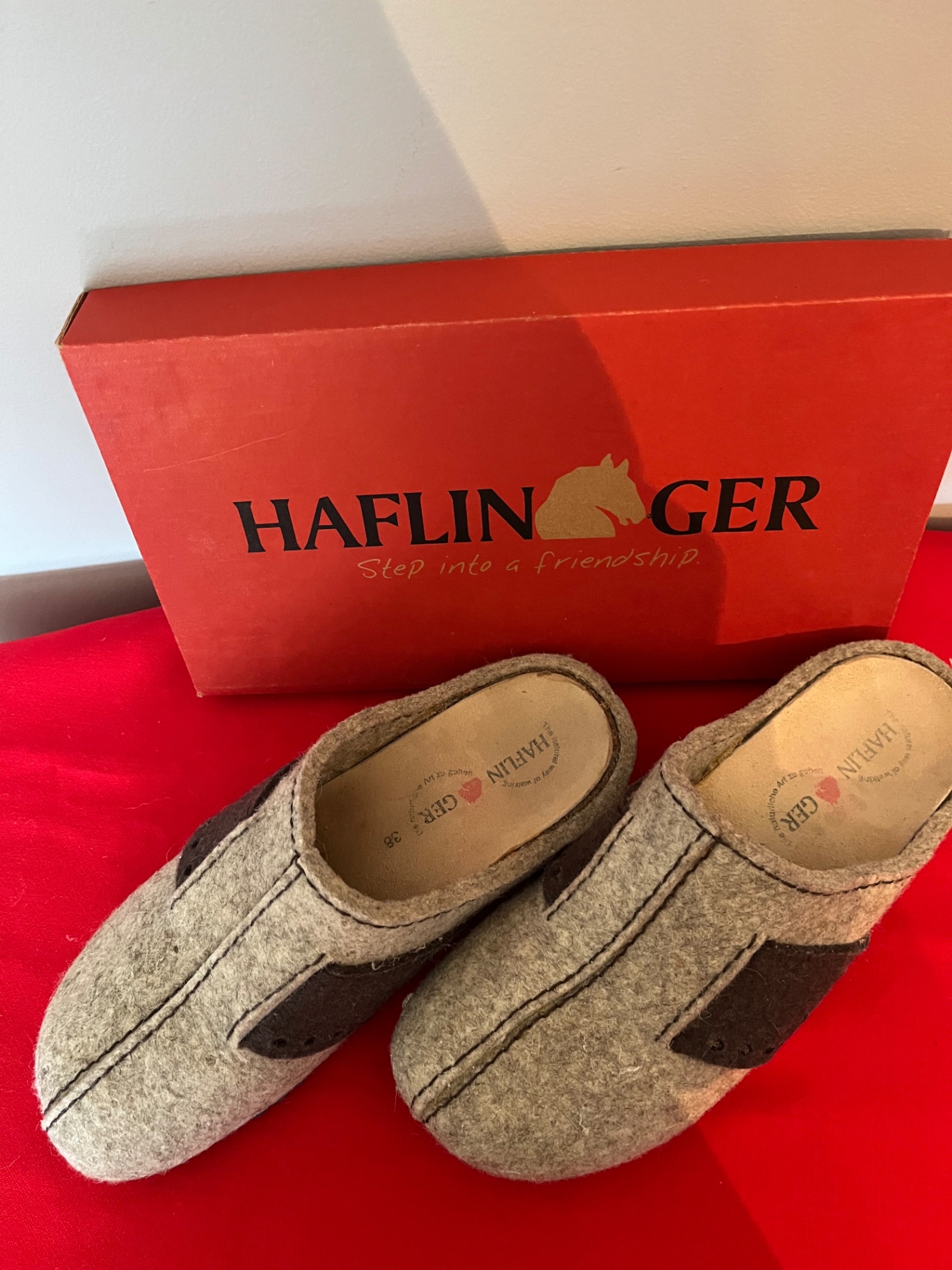 Pair of Haflinger gray felt slippers size 38 - image 1 of 2