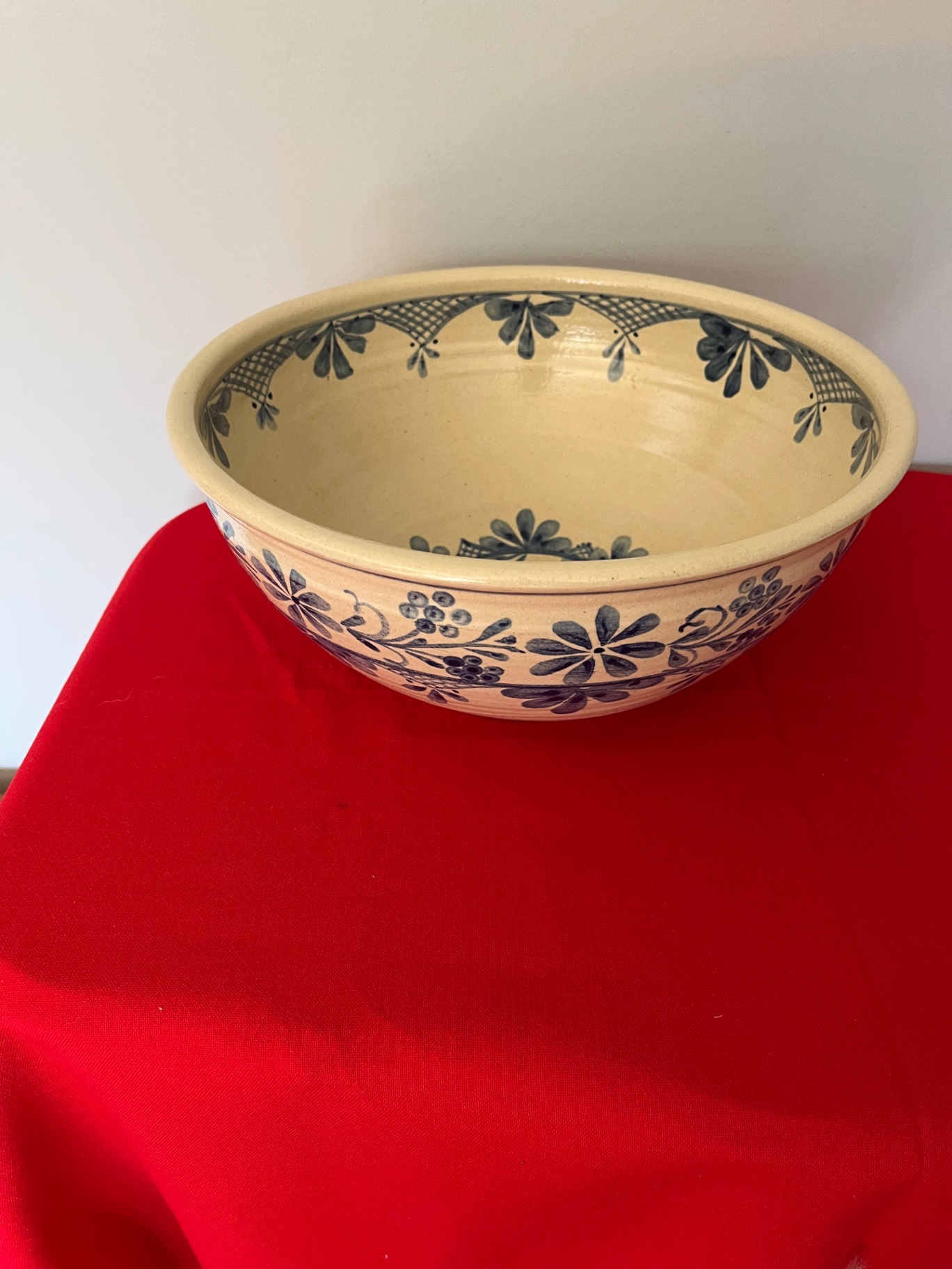 12-Inch Blue Floral Pottery Bowl - image 2 of 2